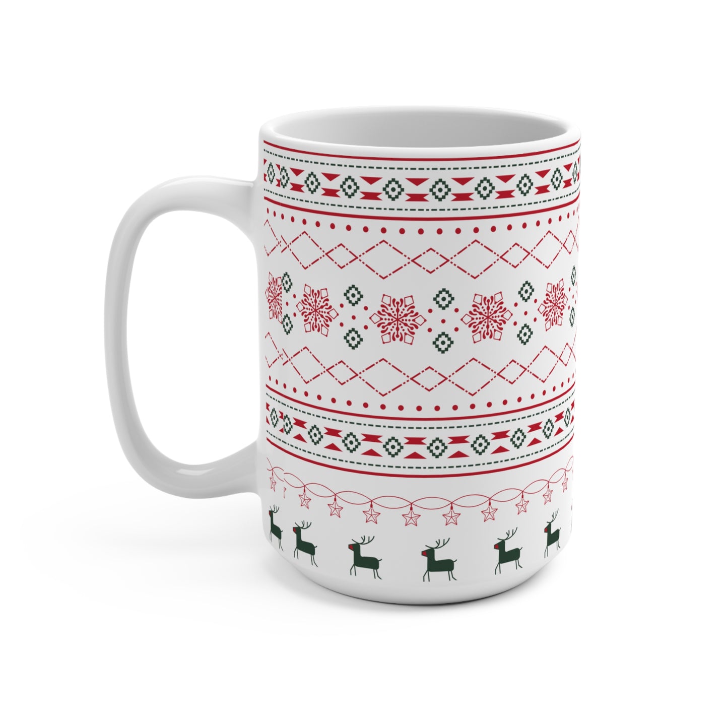 15oz Christmas Reindeer Knit Pattern Mug