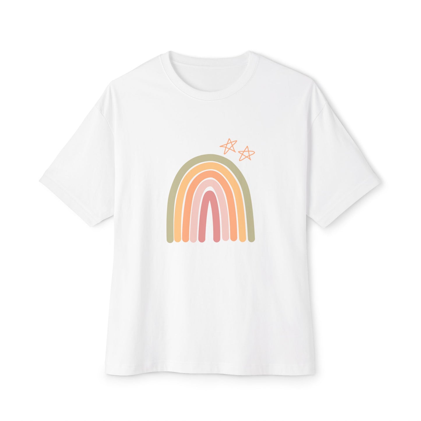 Rainbow and Stars Unisex Oversized Boxy Tee