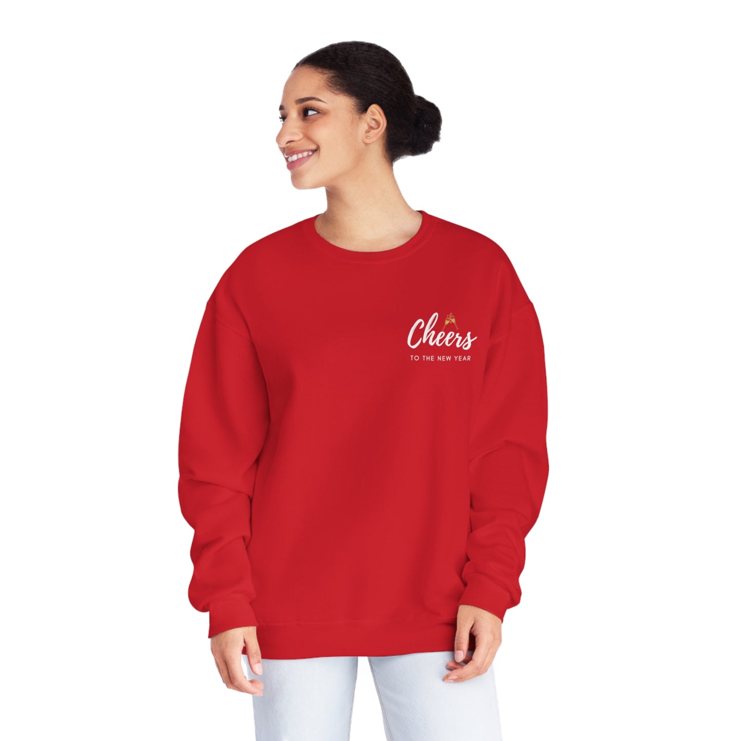 Cheers to the New Year White Font Unisex NuBlend® Crewneck Sweatshirt