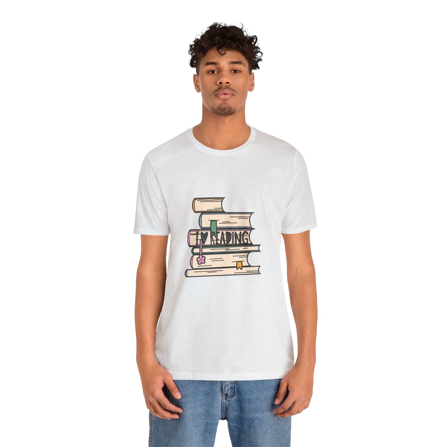 I Love Reading Stacked Books Unisex Jersey Short Sleeve Tee