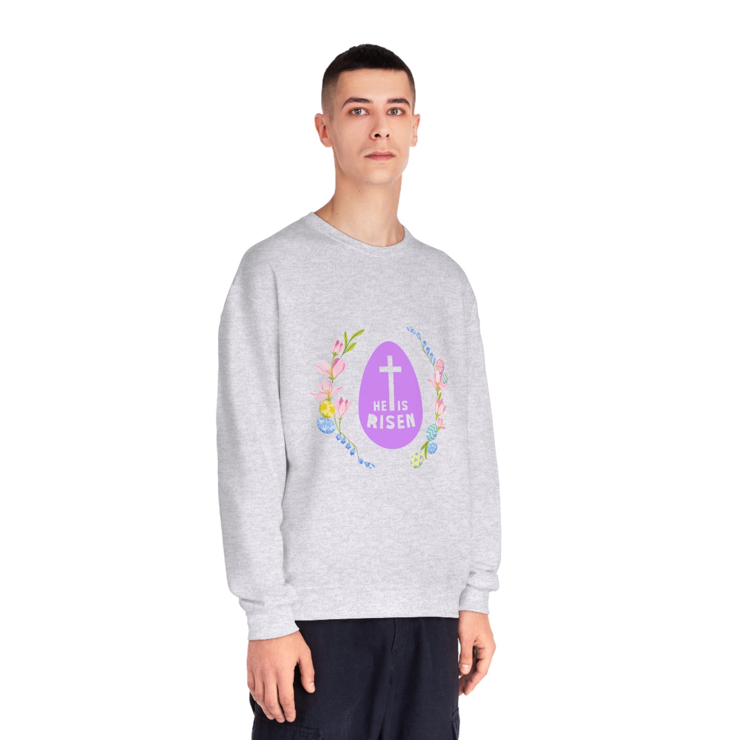 He Is Risen Easter Egg Unisex NuBlend® Crewneck Sweatshirt