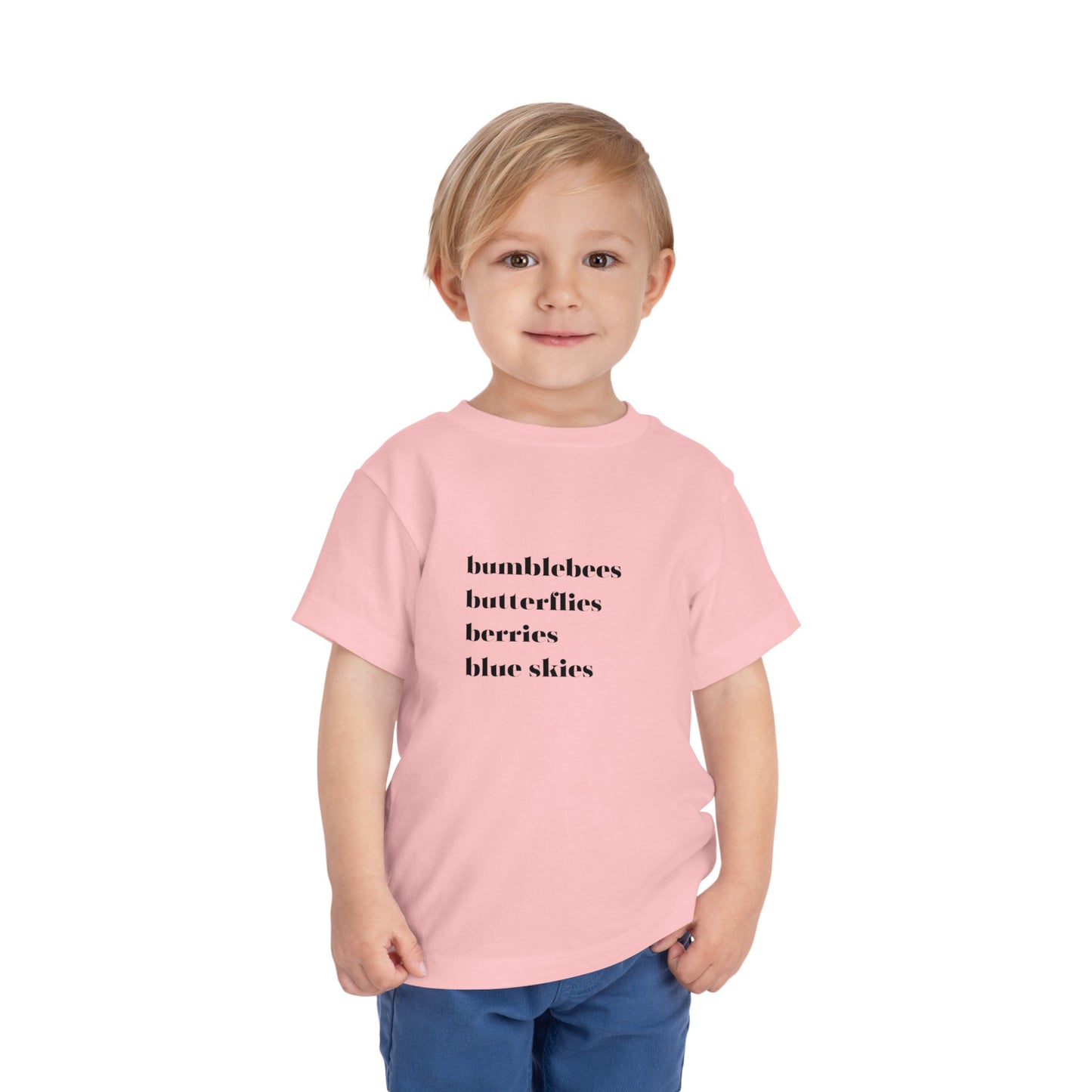 Bumblebees Butterflies Berries Blue Skies Toddler Short Sleeve Tee