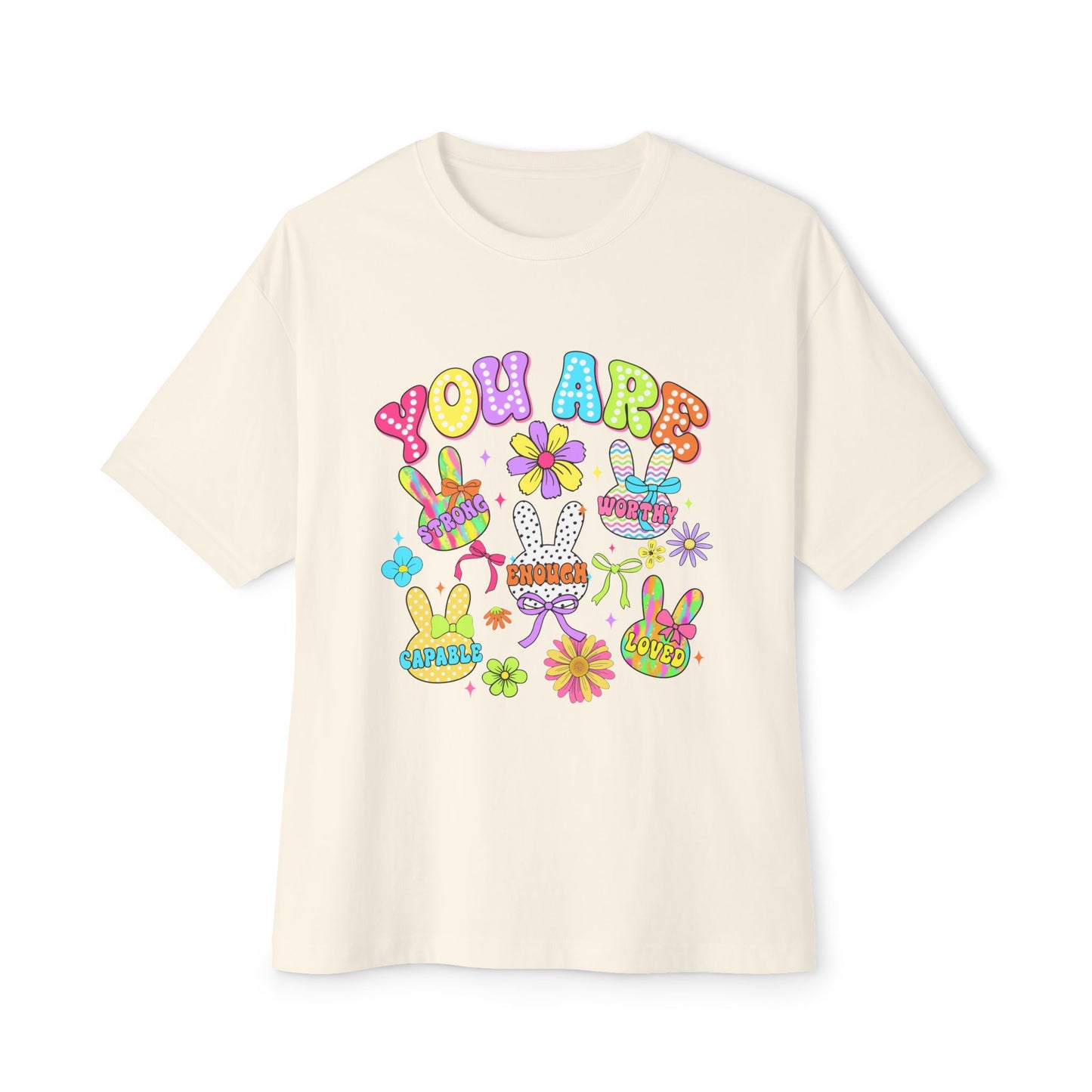 You Are Loved Unisex Oversized Boxy Tee - Colorful Graphic Tee for Positivity and Self-Love