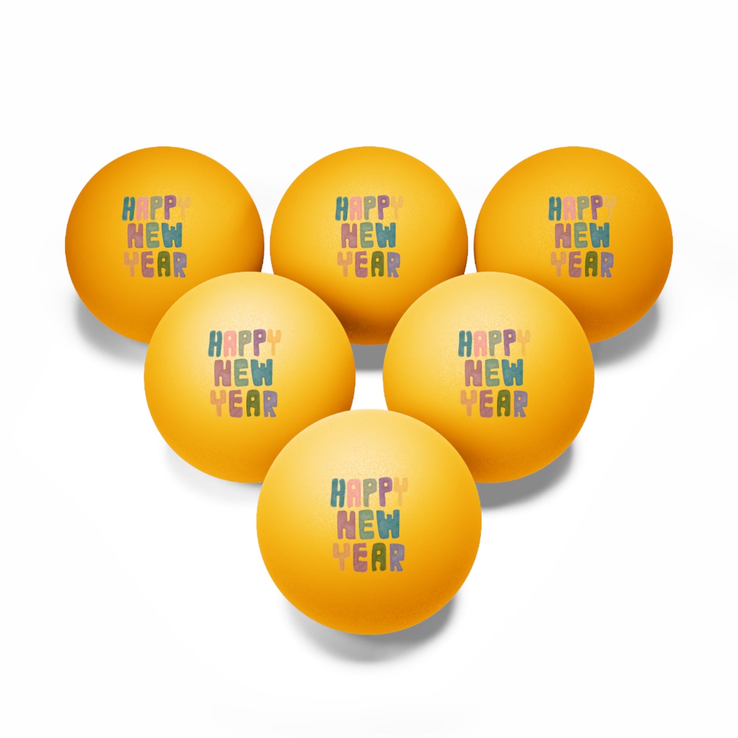 Happy New Year Beer Pong Balls, 6 pcs
