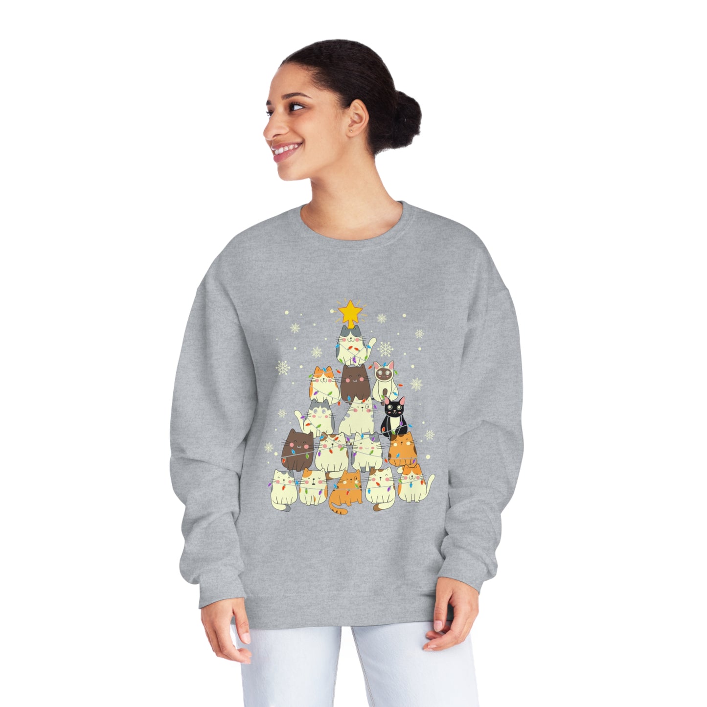 Cat Christmas Tree Unisex NuBlend® Crewneck Sweatshirt