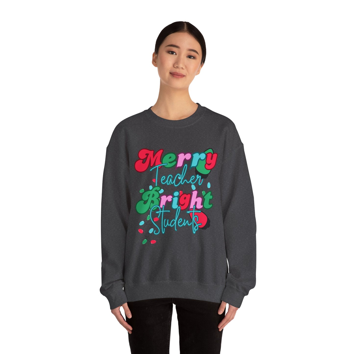 Merry Teacher Bright Students Unisex Heavy Blend™ Crewneck Sweatshirt