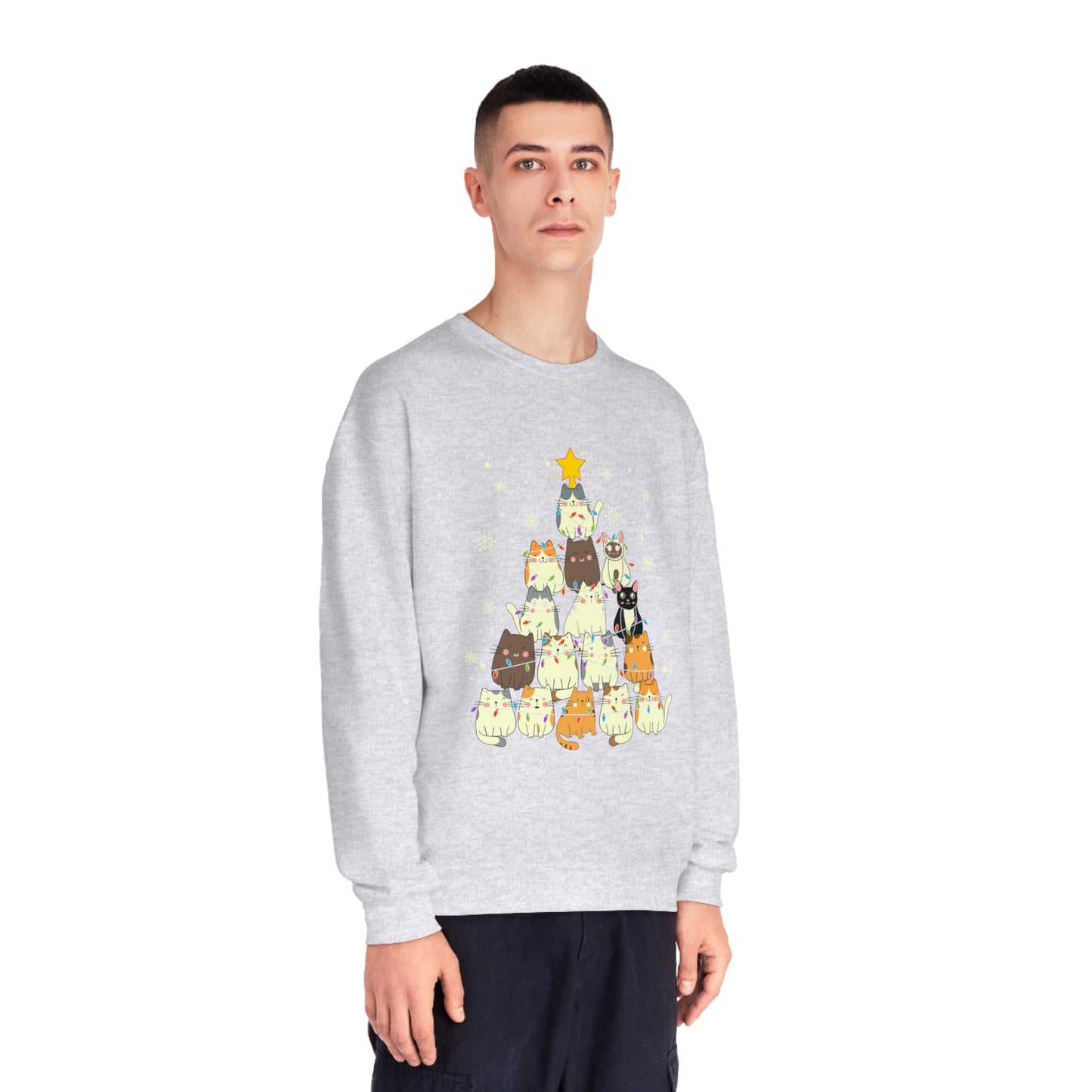 Cat Christmas Tree Unisex NuBlend® Crewneck Sweatshirt