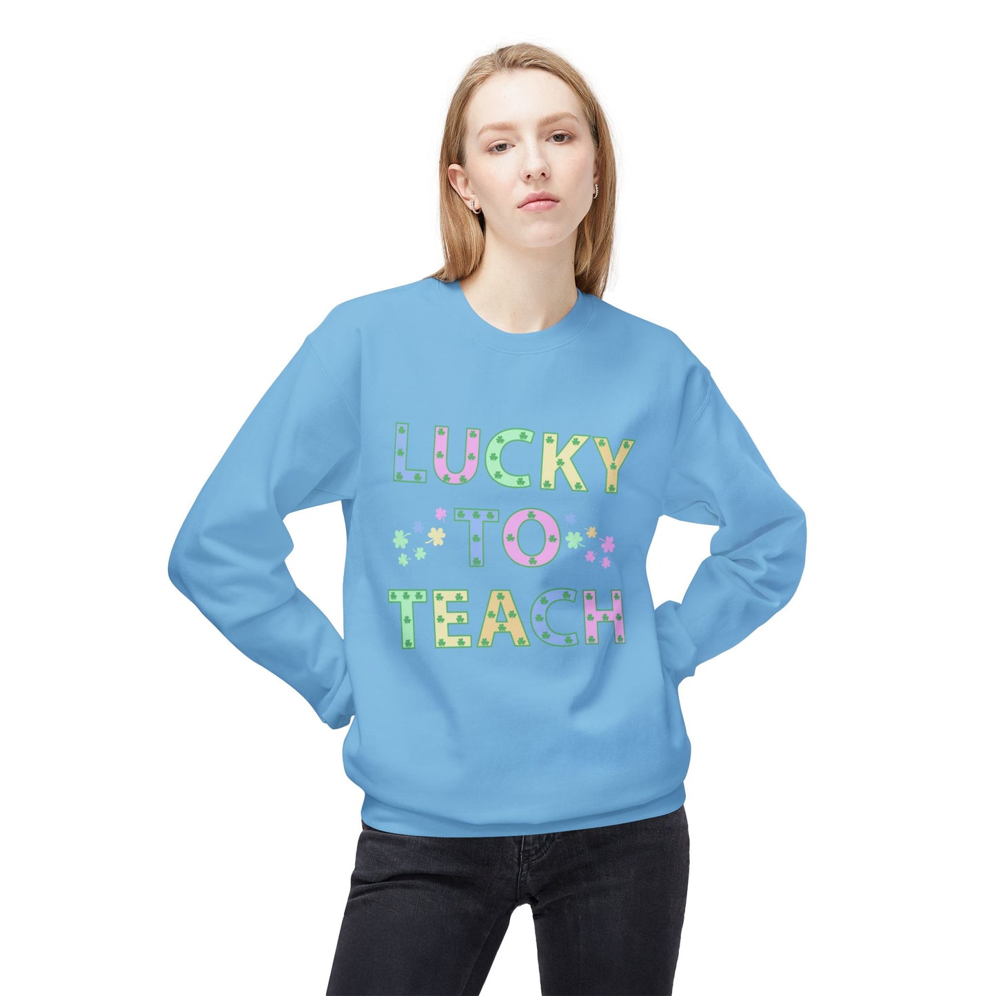 Lucky to Teach Unisex Midweight Softstyle Fleece Crewneck Sweatshirt