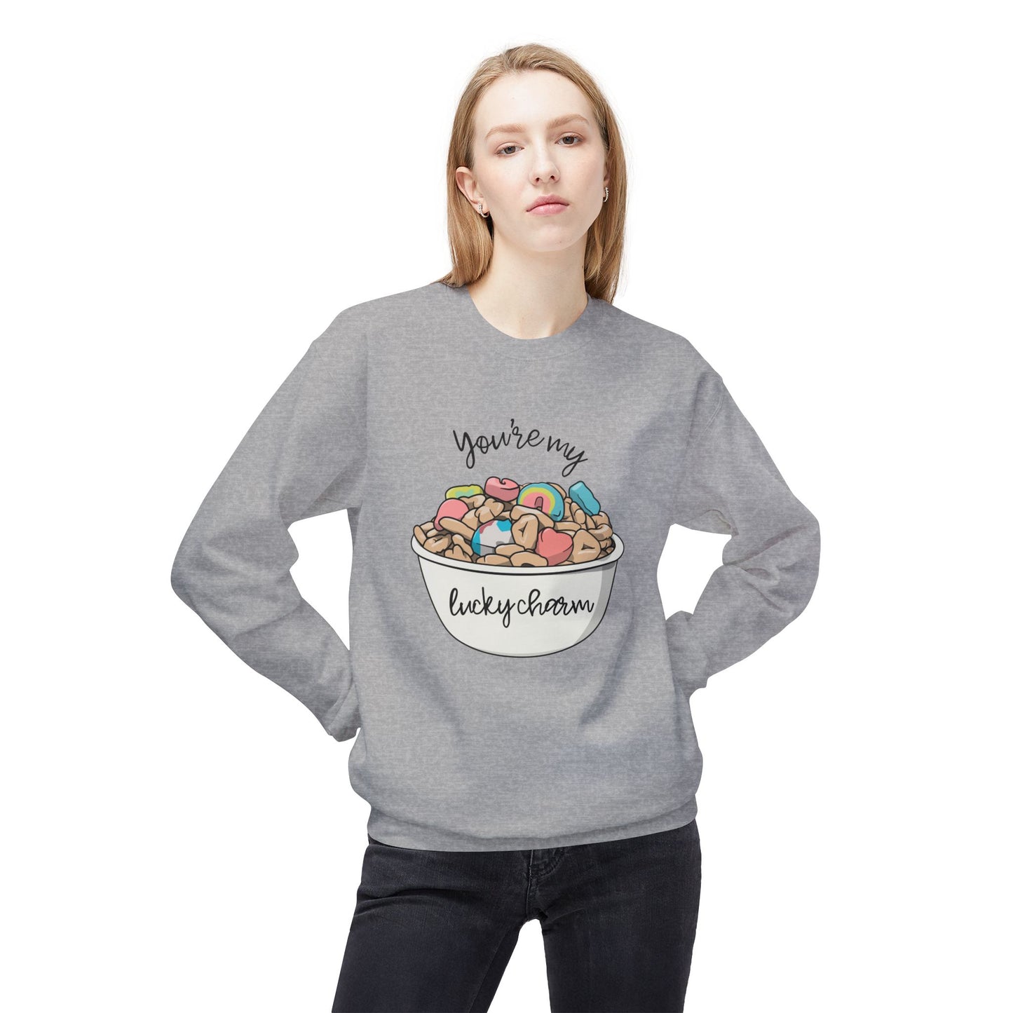 Cursive You're My Lucky Charm Unisex Midweight Softstyle Fleece Crewneck Sweatshirt