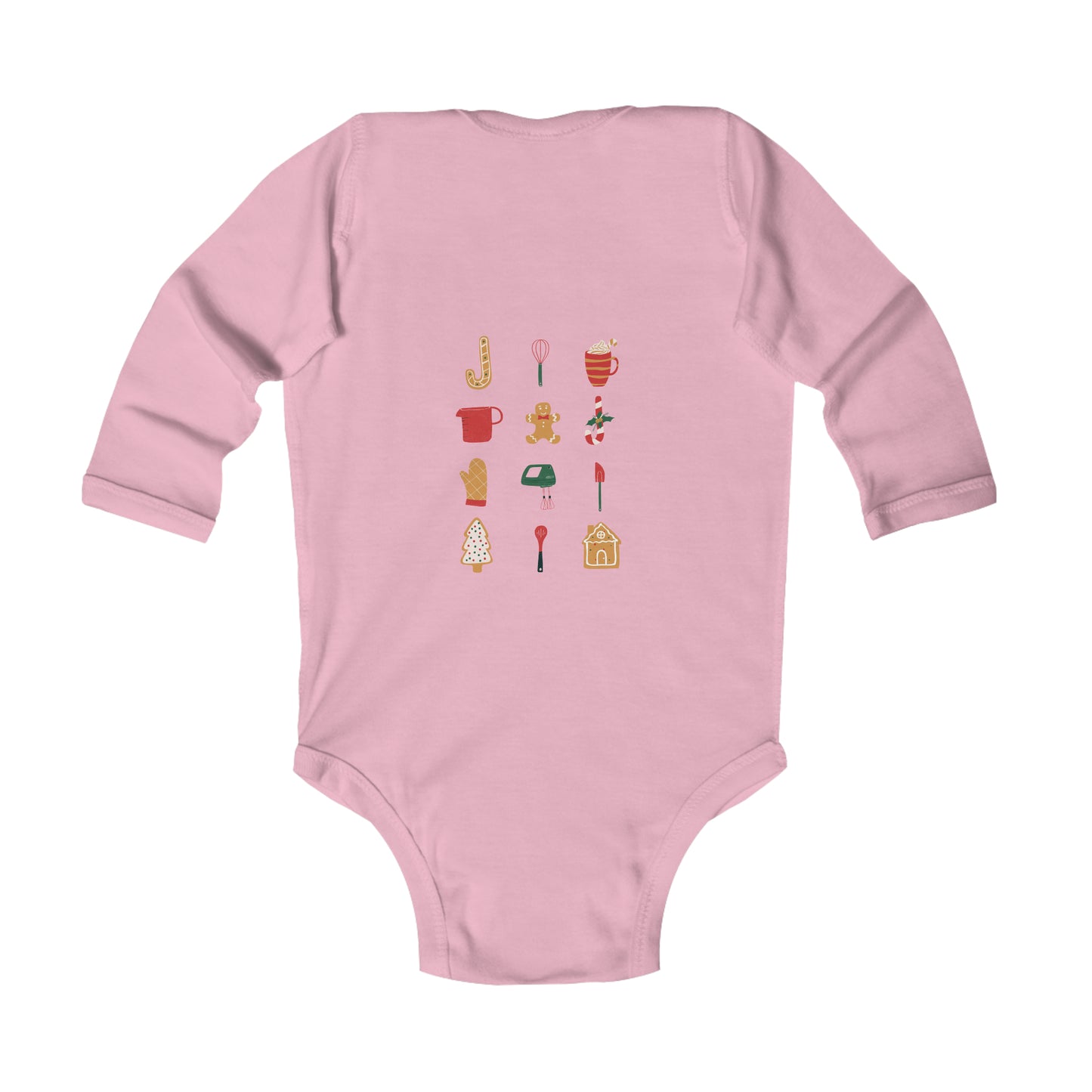 Christmas Baking Crew Front and Back Design Infant Long Sleeve Bodysuit