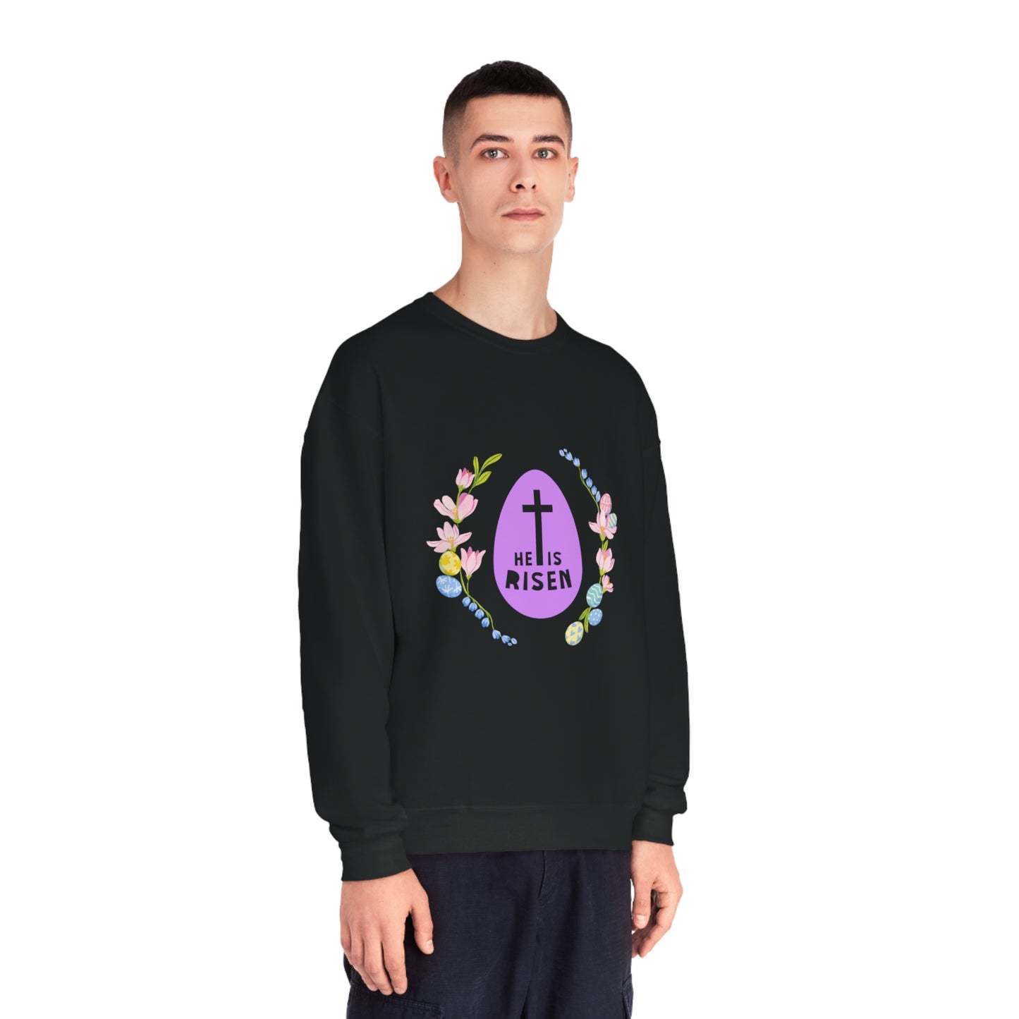 He Is Risen Easter Egg Unisex NuBlend® Crewneck Sweatshirt