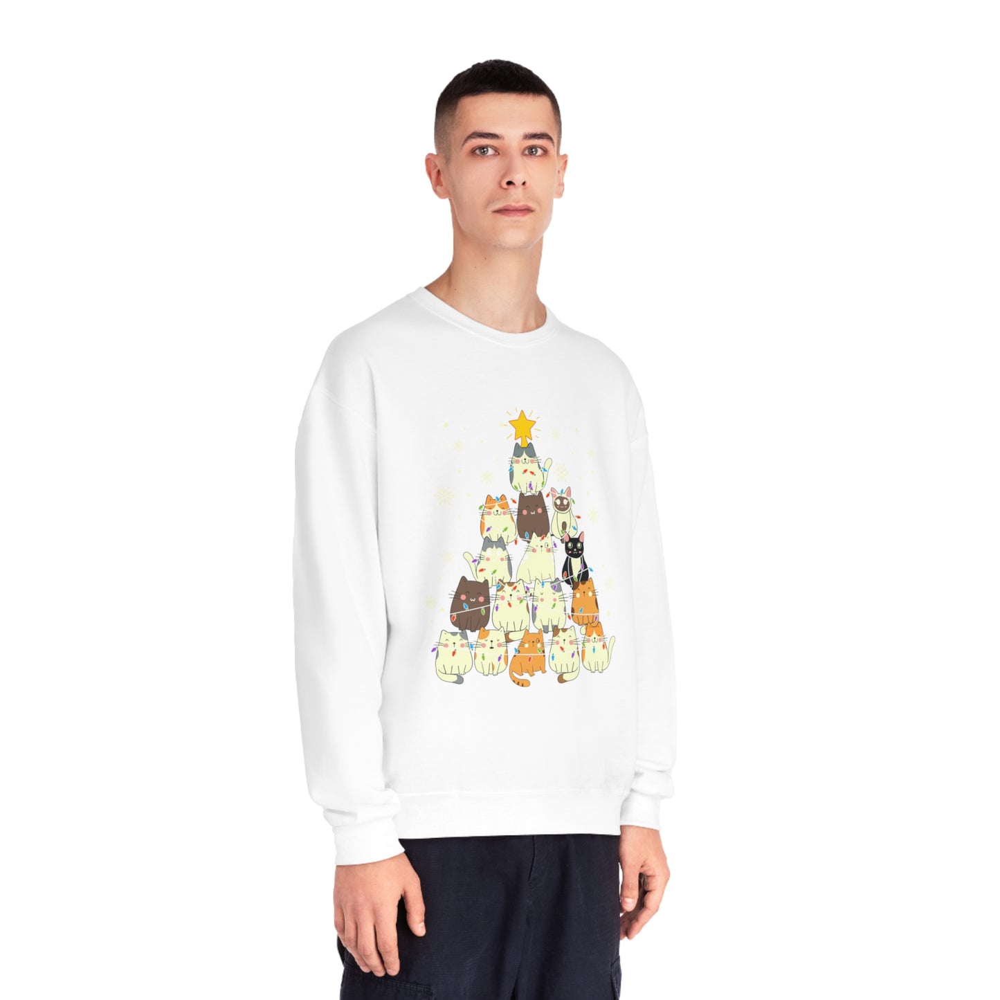 Cat Christmas Tree Unisex NuBlend® Crewneck Sweatshirt