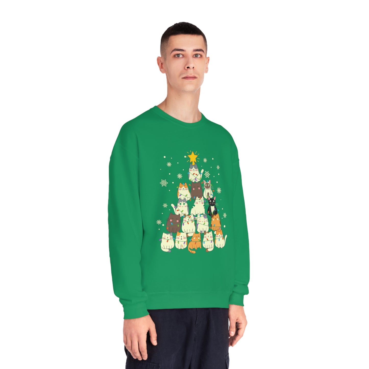 Cat Christmas Tree Unisex NuBlend® Crewneck Sweatshirt