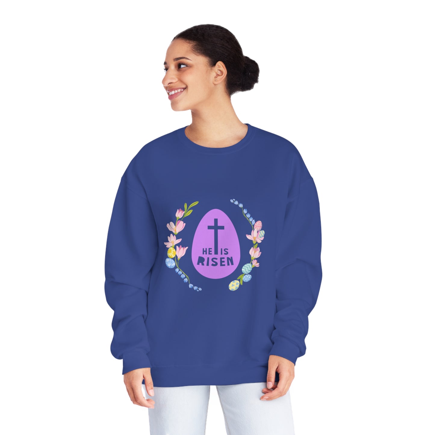 He Is Risen Easter Egg Unisex NuBlend® Crewneck Sweatshirt