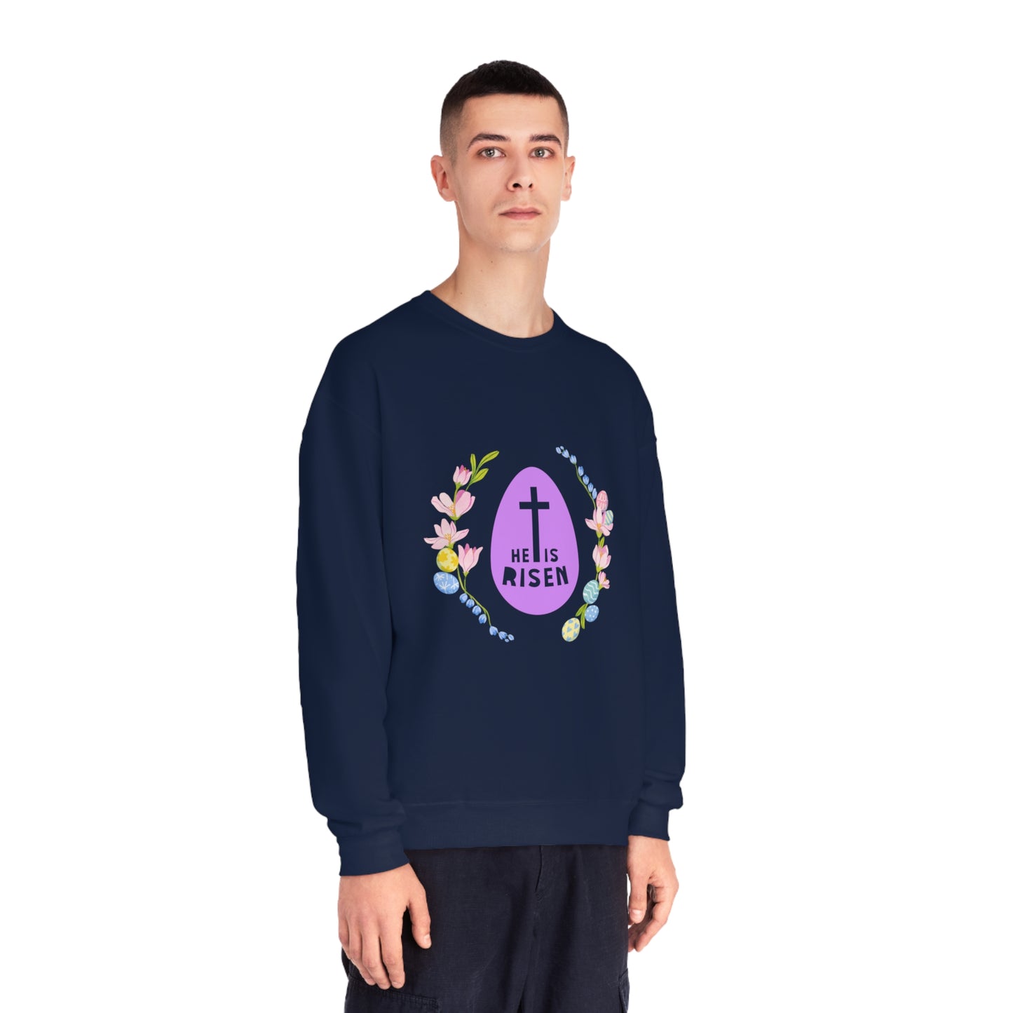 He Is Risen Easter Egg Unisex NuBlend® Crewneck Sweatshirt