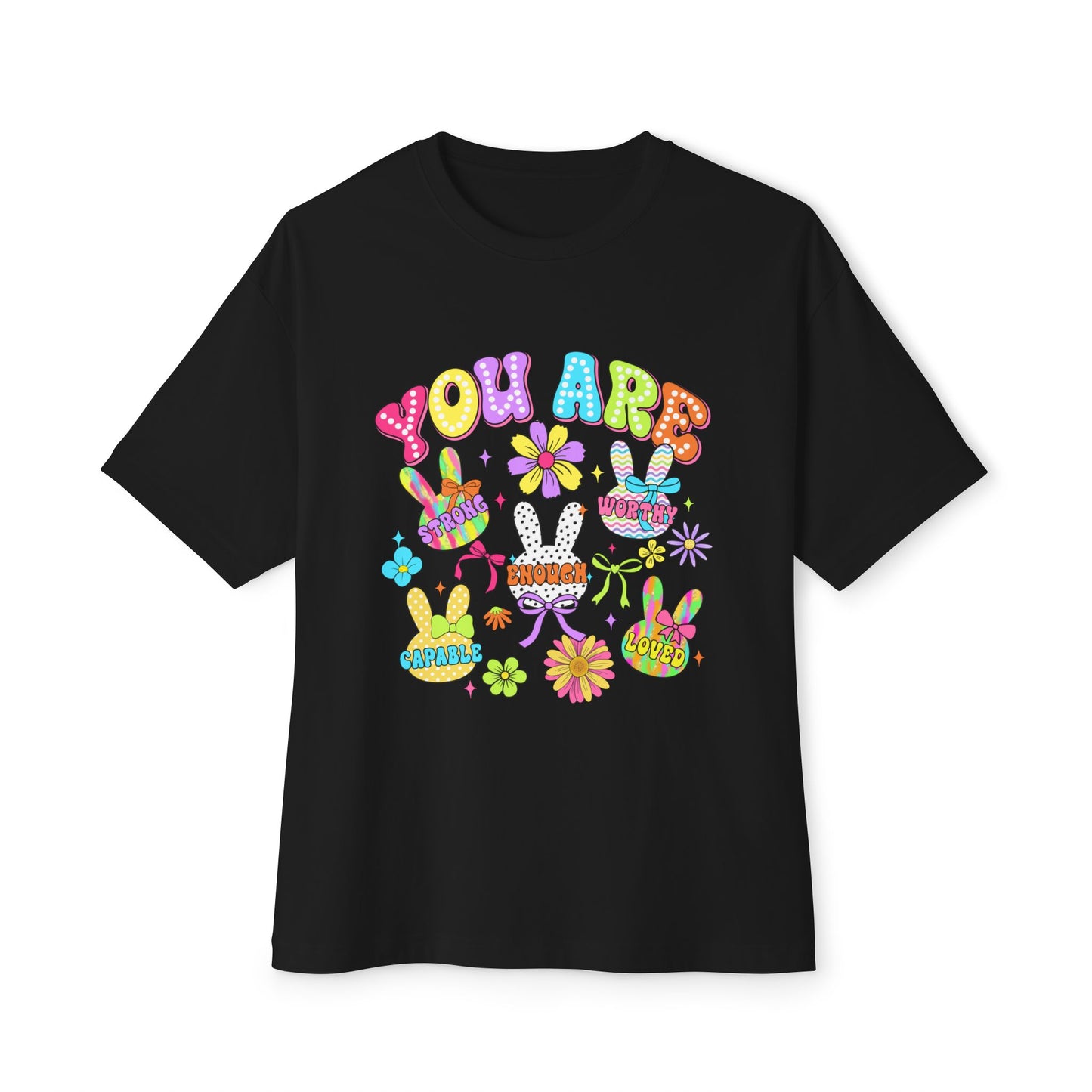 You Are Loved Unisex Oversized Boxy Tee - Colorful Graphic Tee for Positivity and Self-Love