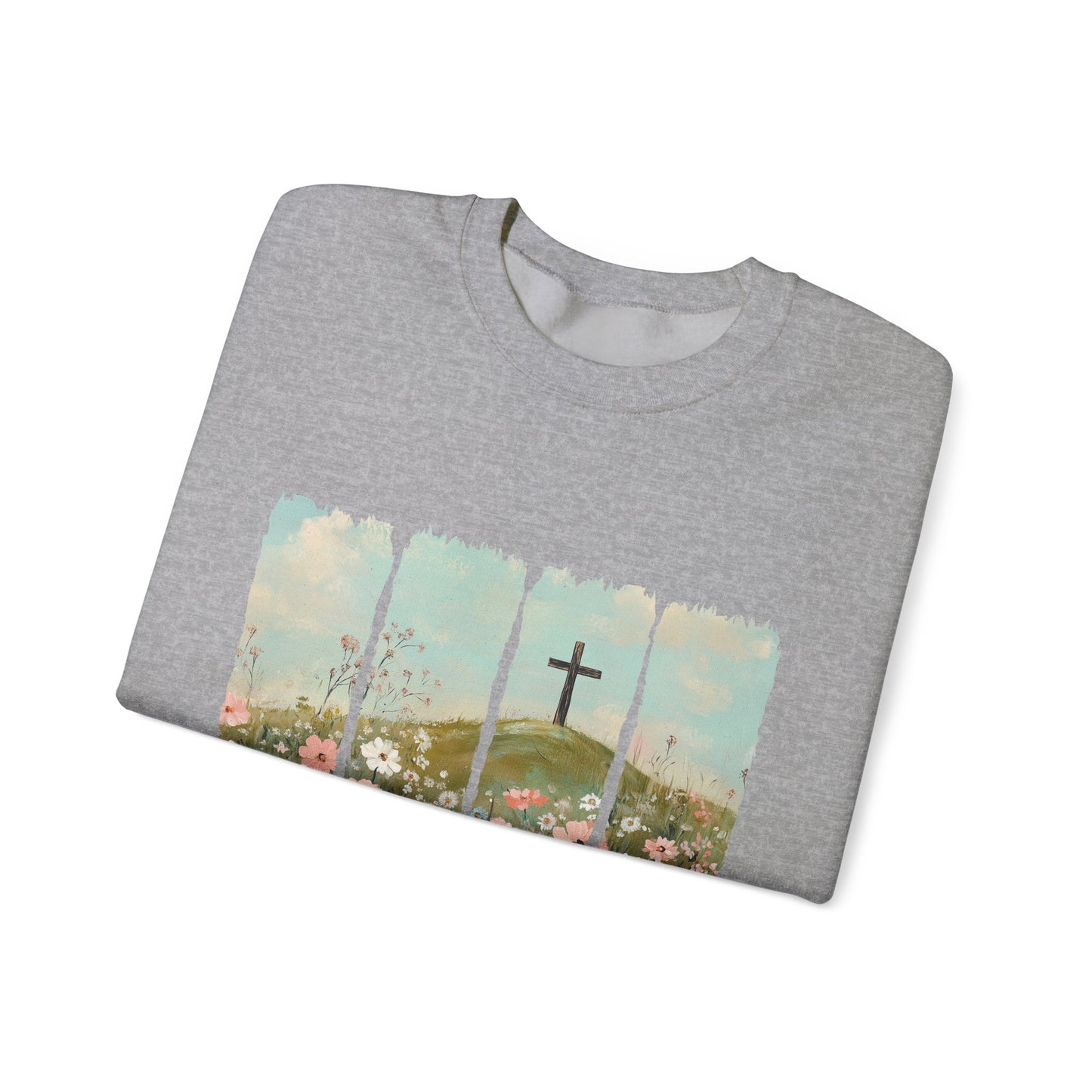 He Is Risen Crewneck Sweatshirt - Inspirational Easter Apparel