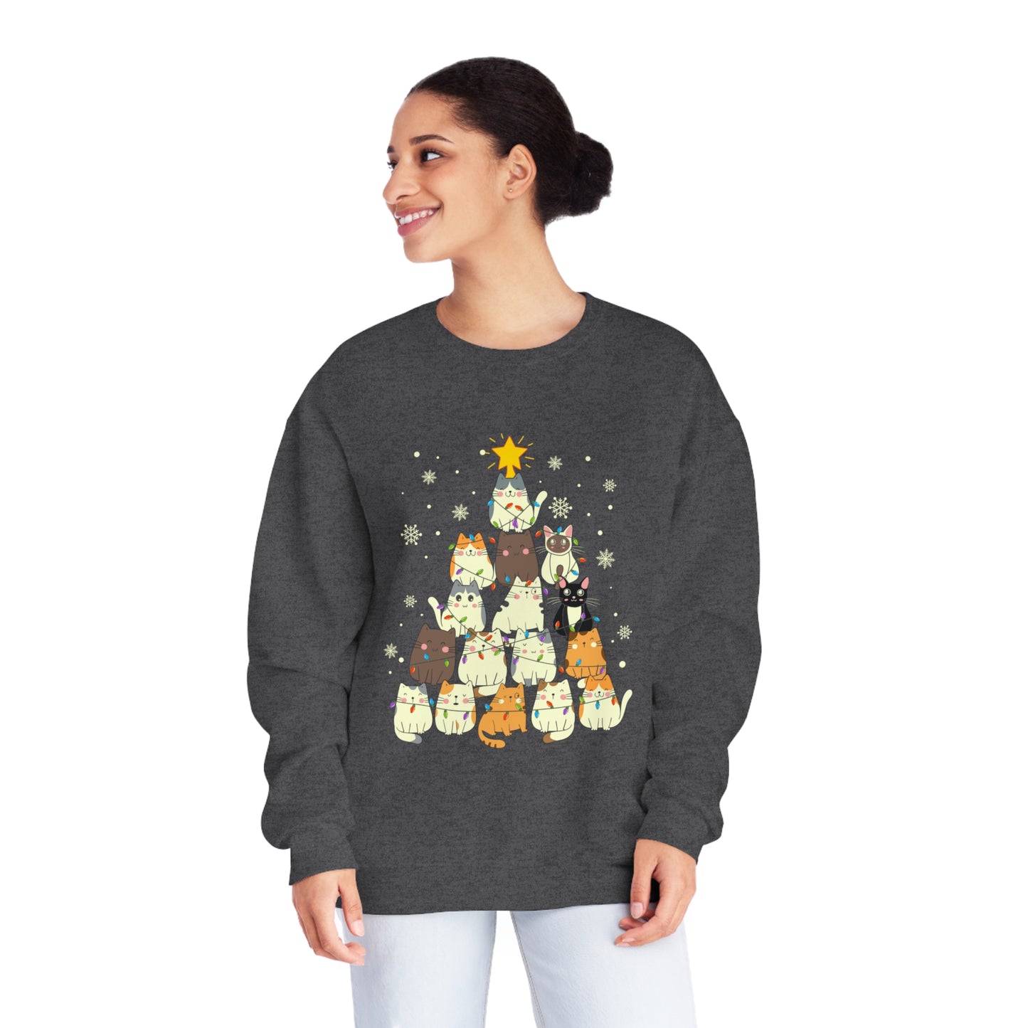Cat Christmas Tree Unisex NuBlend® Crewneck Sweatshirt