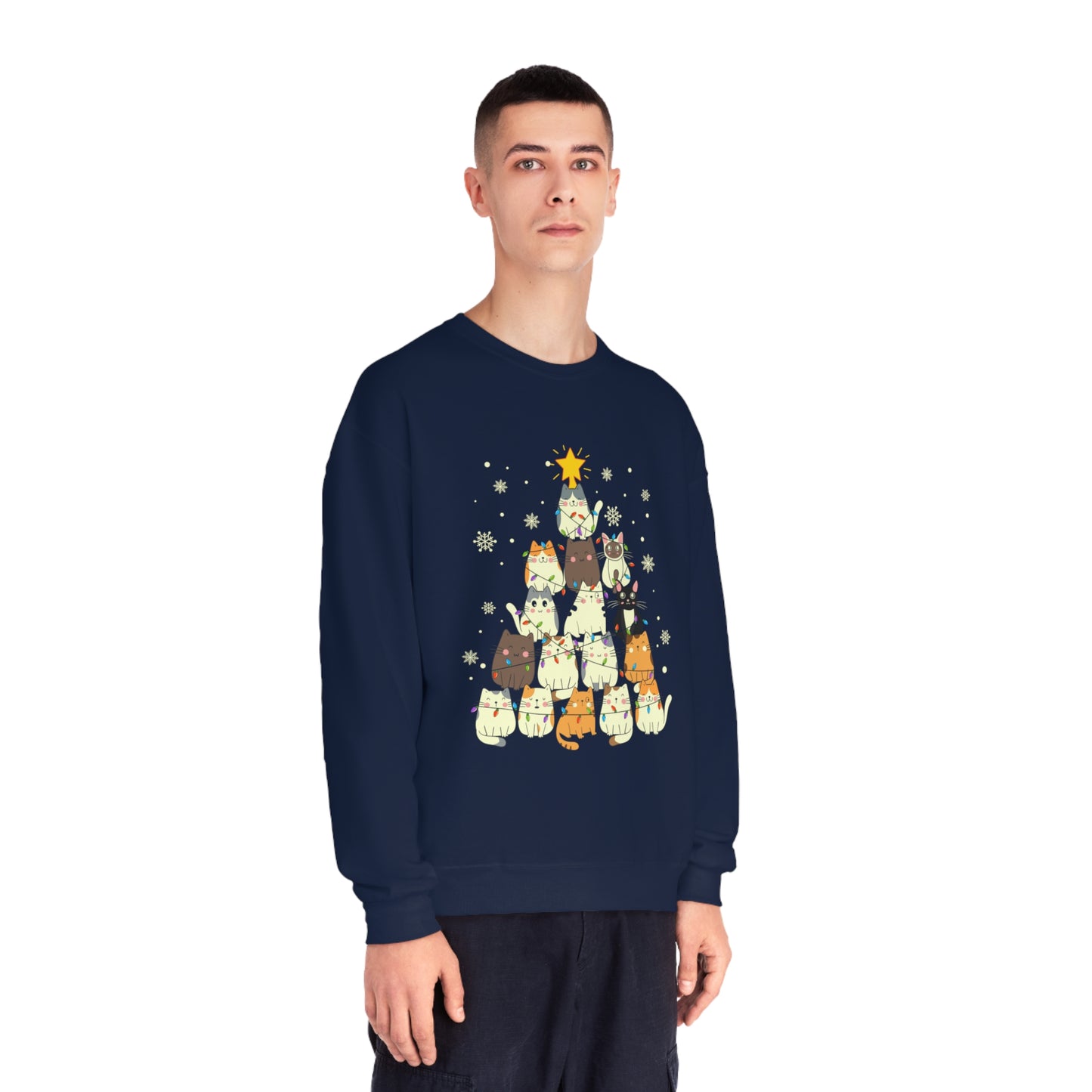Cat Christmas Tree Unisex NuBlend® Crewneck Sweatshirt