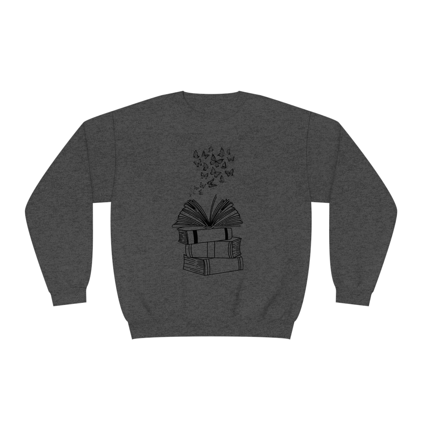 Book Butterflies Black Font Unisex NuBlend® Crewneck Sweatshirt
