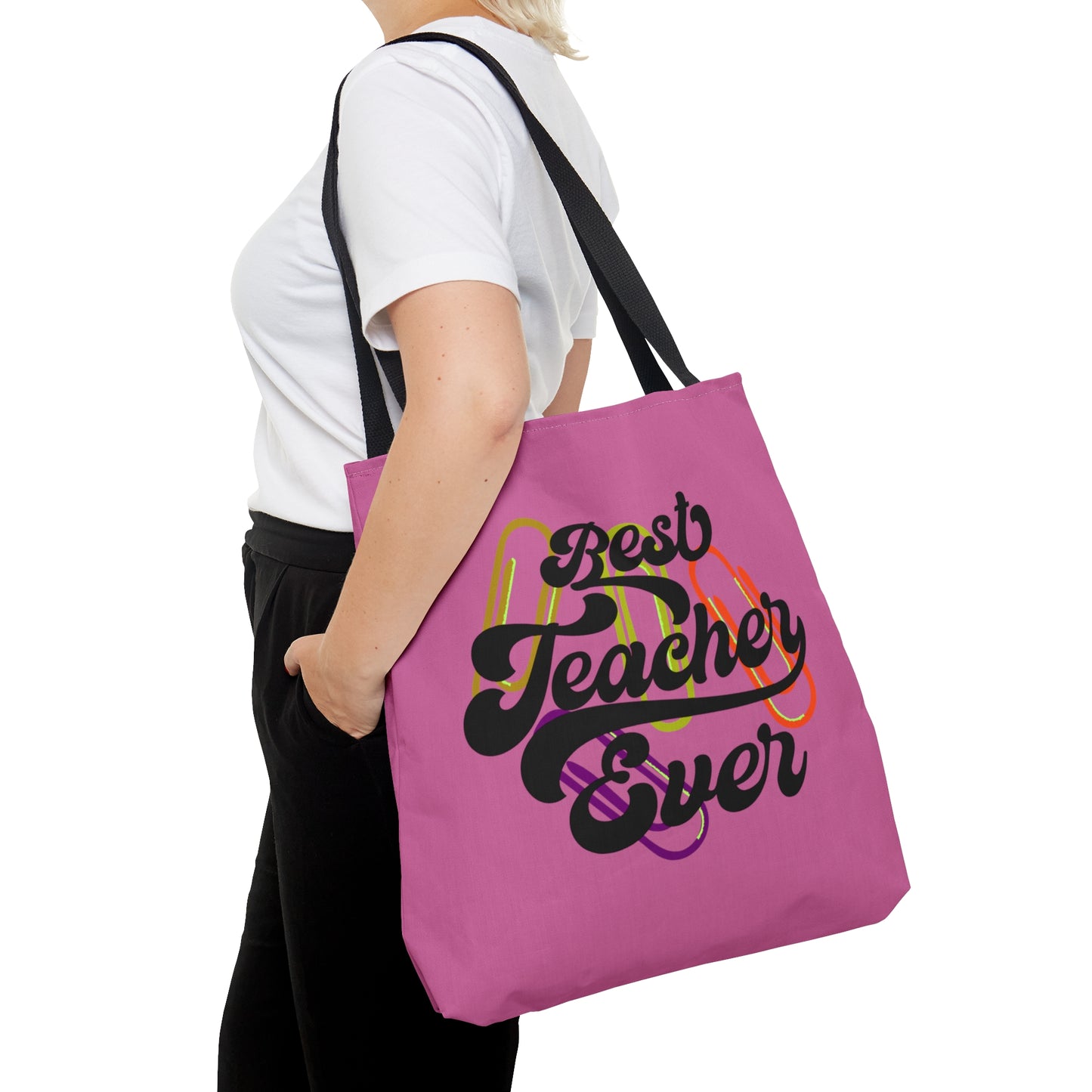 Best Teacher Ever Paper Clips Tote Bag (AOP)
