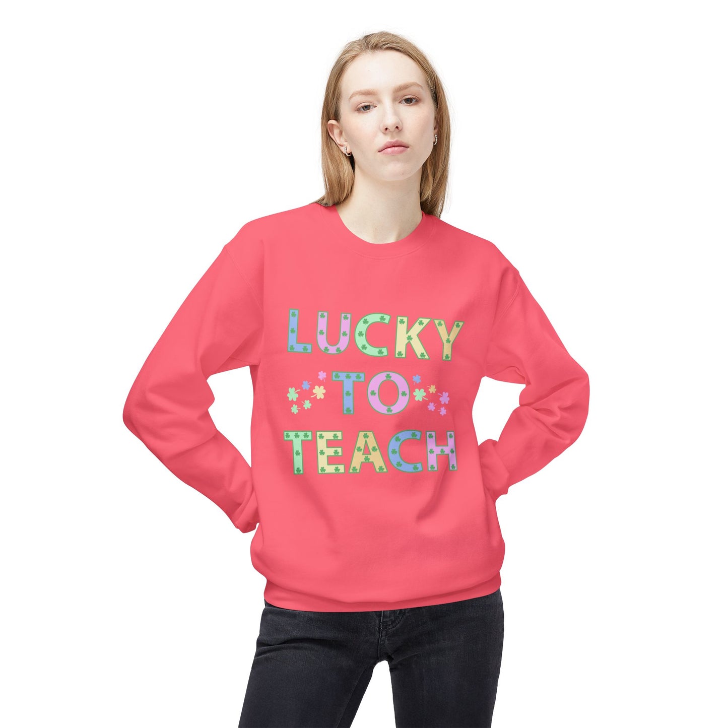 Lucky to Teach Unisex Midweight Softstyle Fleece Crewneck Sweatshirt