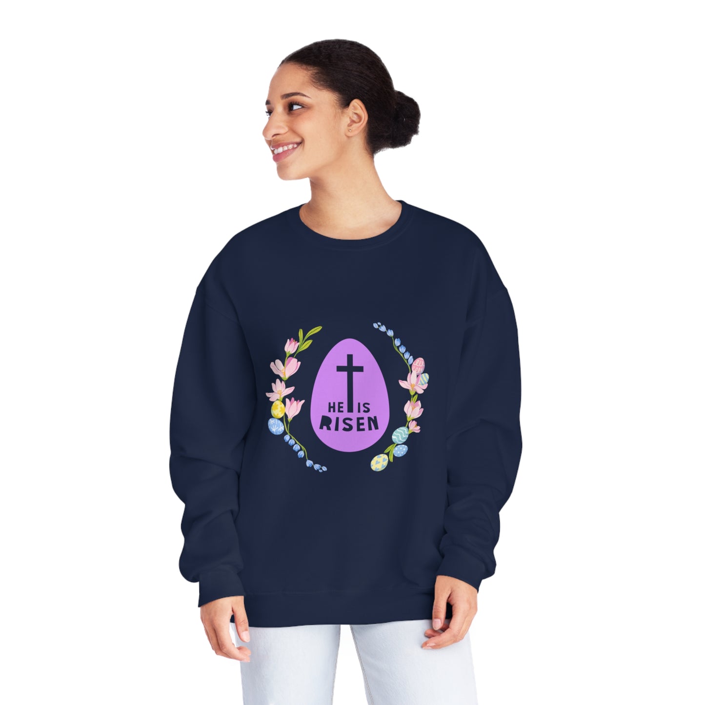 He Is Risen Easter Egg Unisex NuBlend® Crewneck Sweatshirt