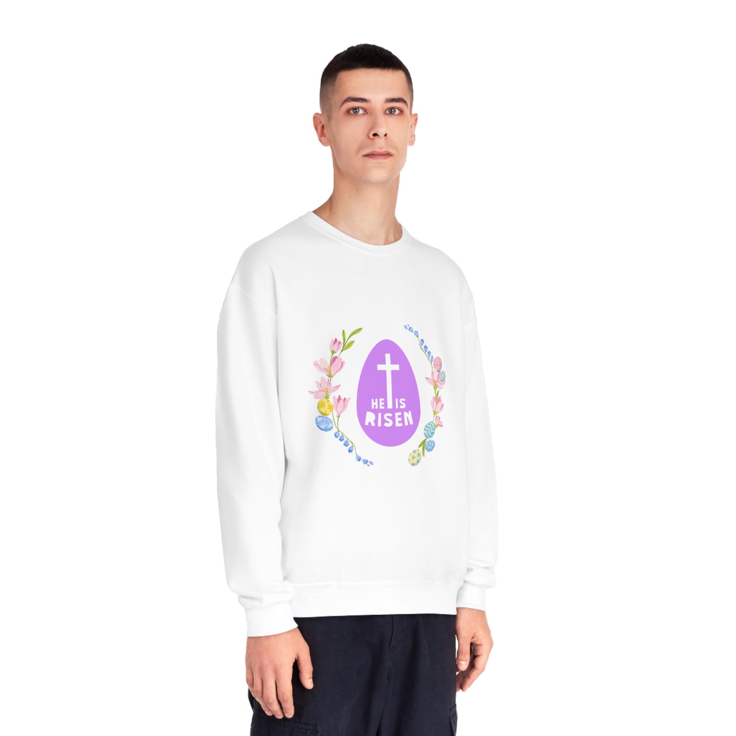 He Is Risen Easter Egg Unisex NuBlend® Crewneck Sweatshirt