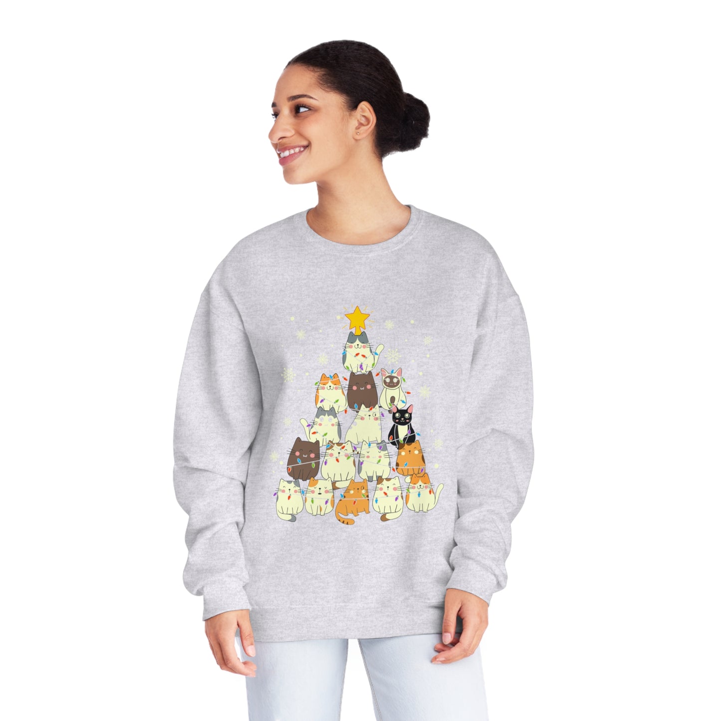 Cat Christmas Tree Unisex NuBlend® Crewneck Sweatshirt