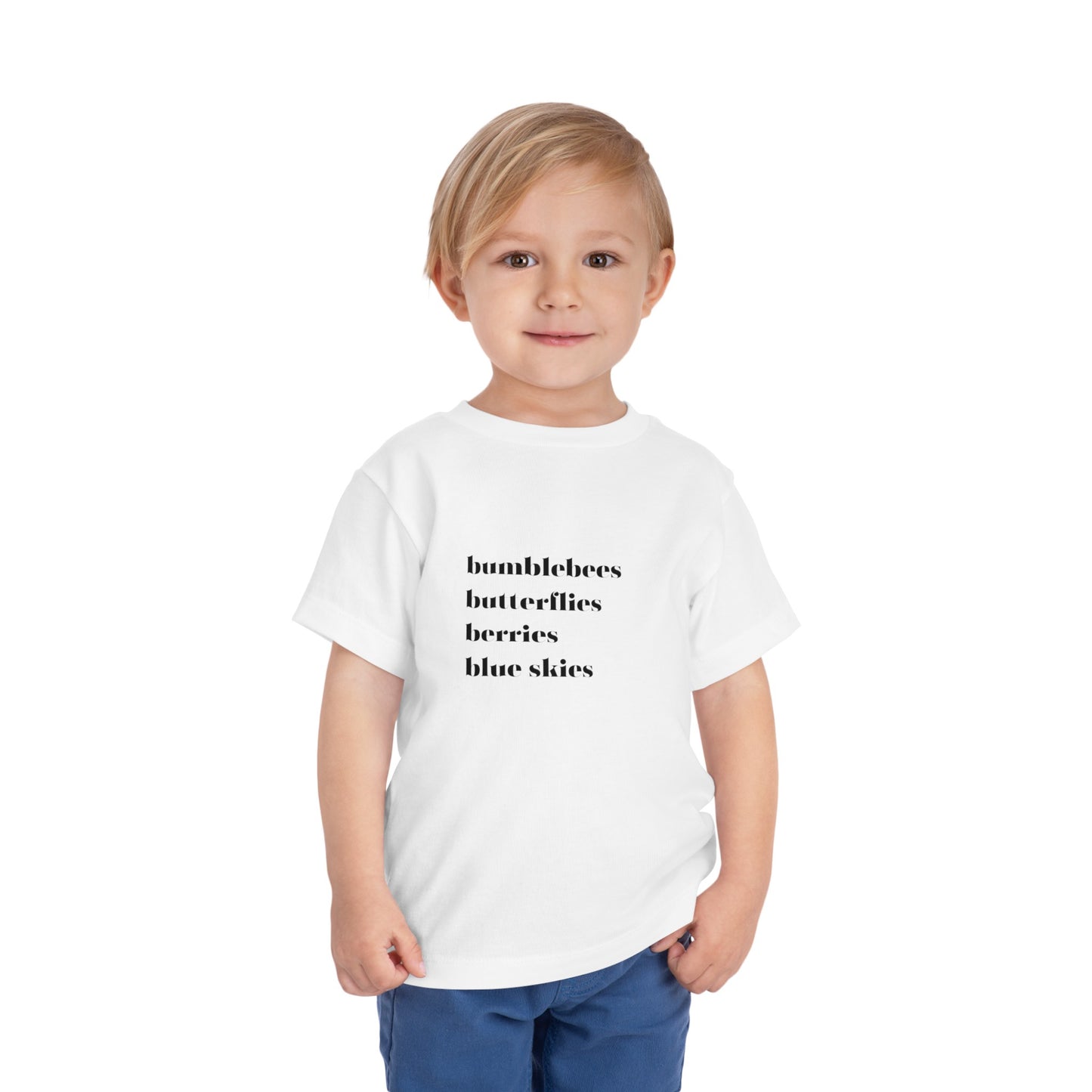 Bumblebees Butterflies Berries Blue Skies Toddler Short Sleeve Tee