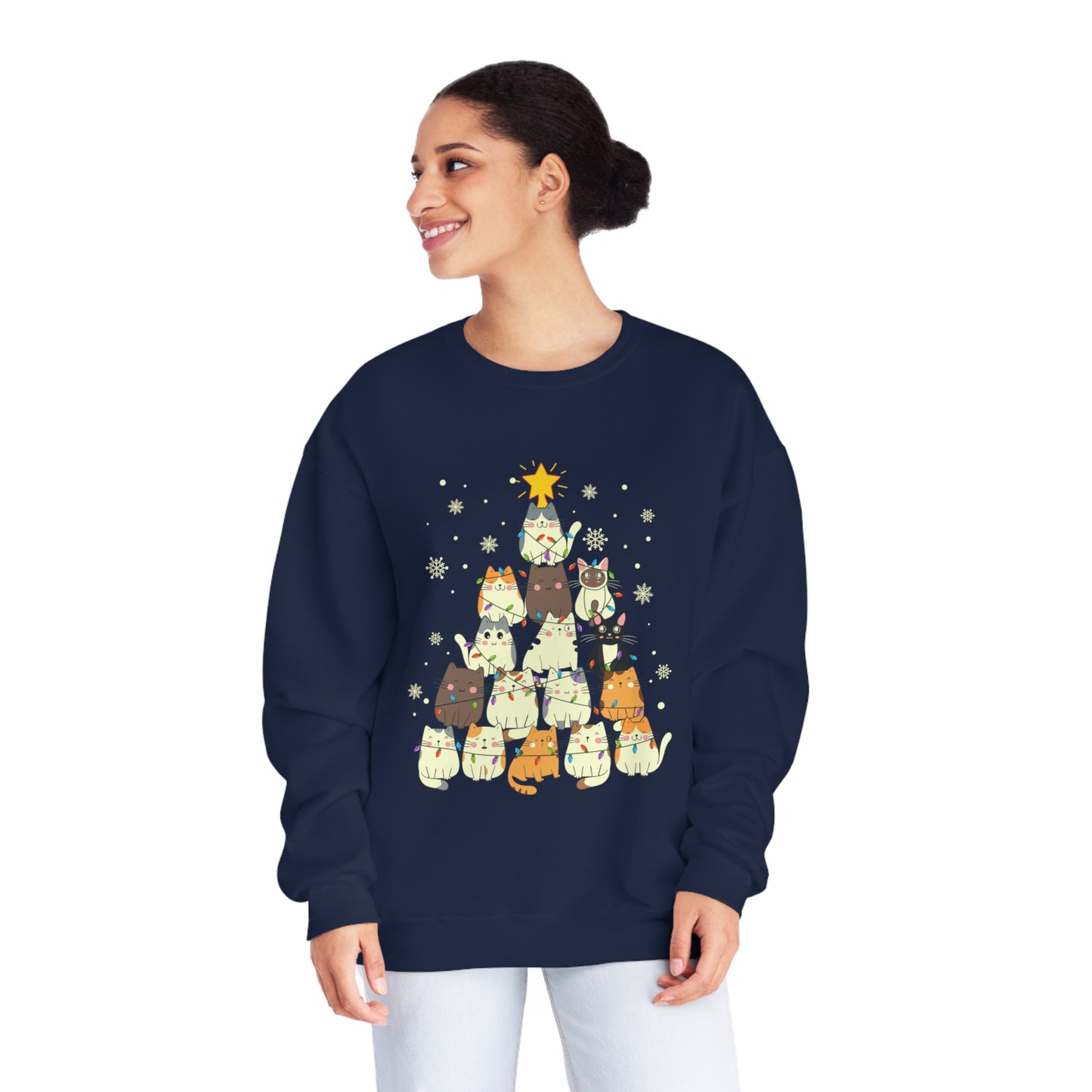 Cat Christmas Tree Unisex NuBlend® Crewneck Sweatshirt