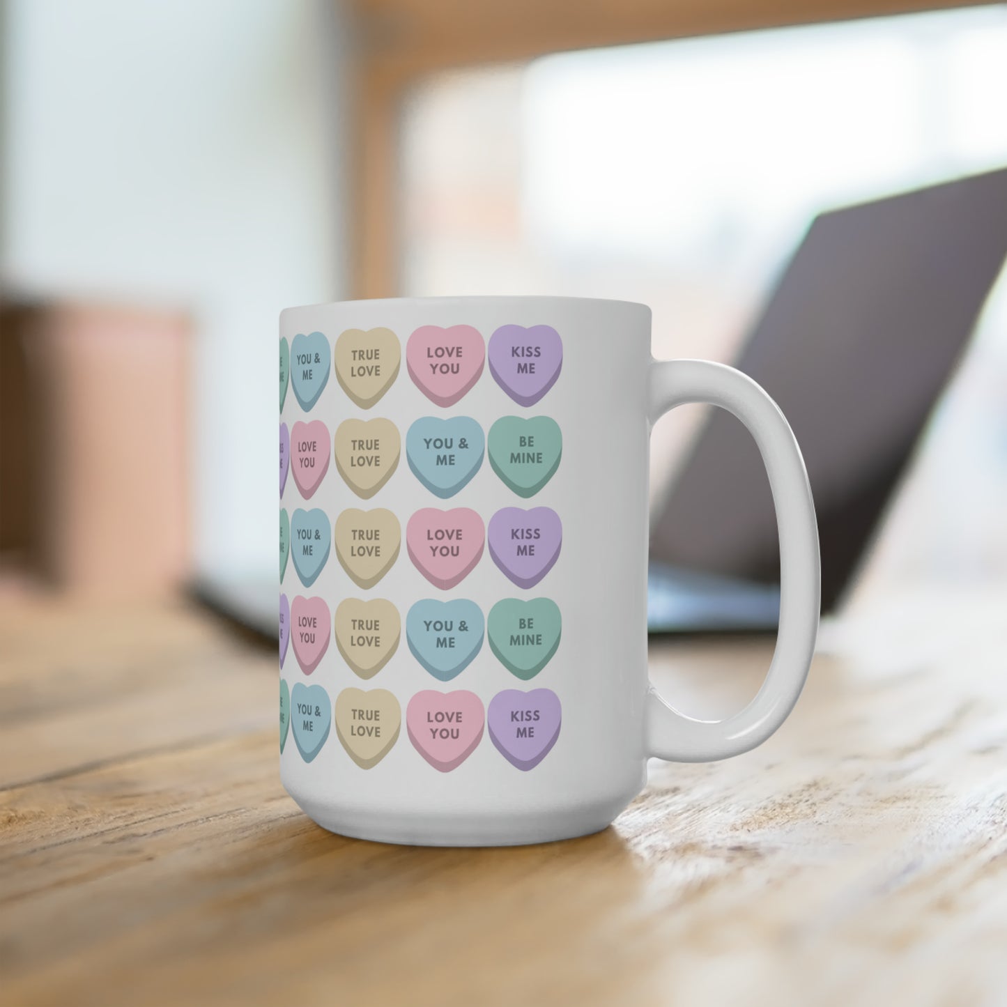 Conversation Hearts Ceramic Mug 15oz