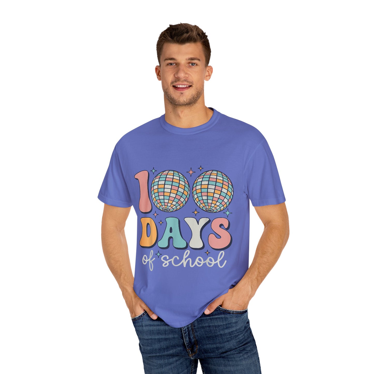 100 Days Disco Balls Unisex Garment-Dyed T-shirt