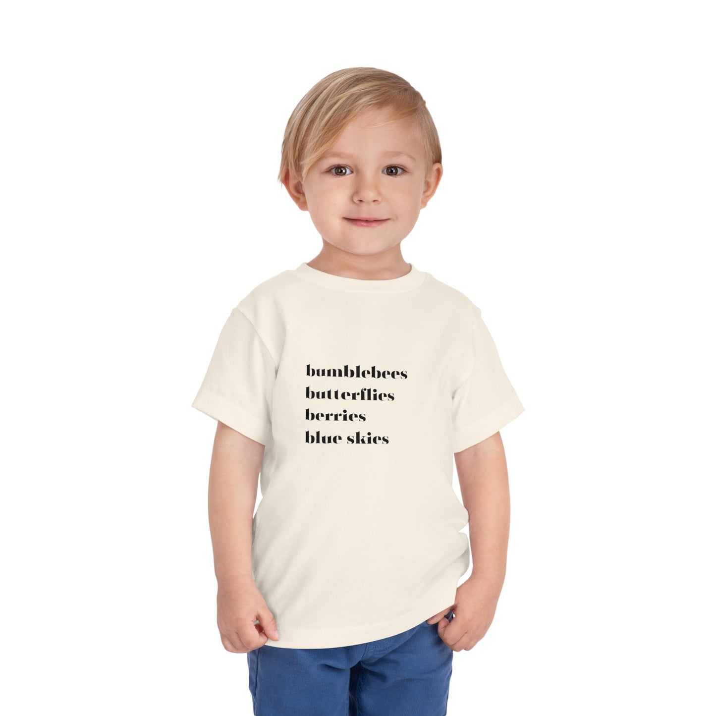Bumblebees Butterflies Berries Blue Skies Toddler Short Sleeve Tee