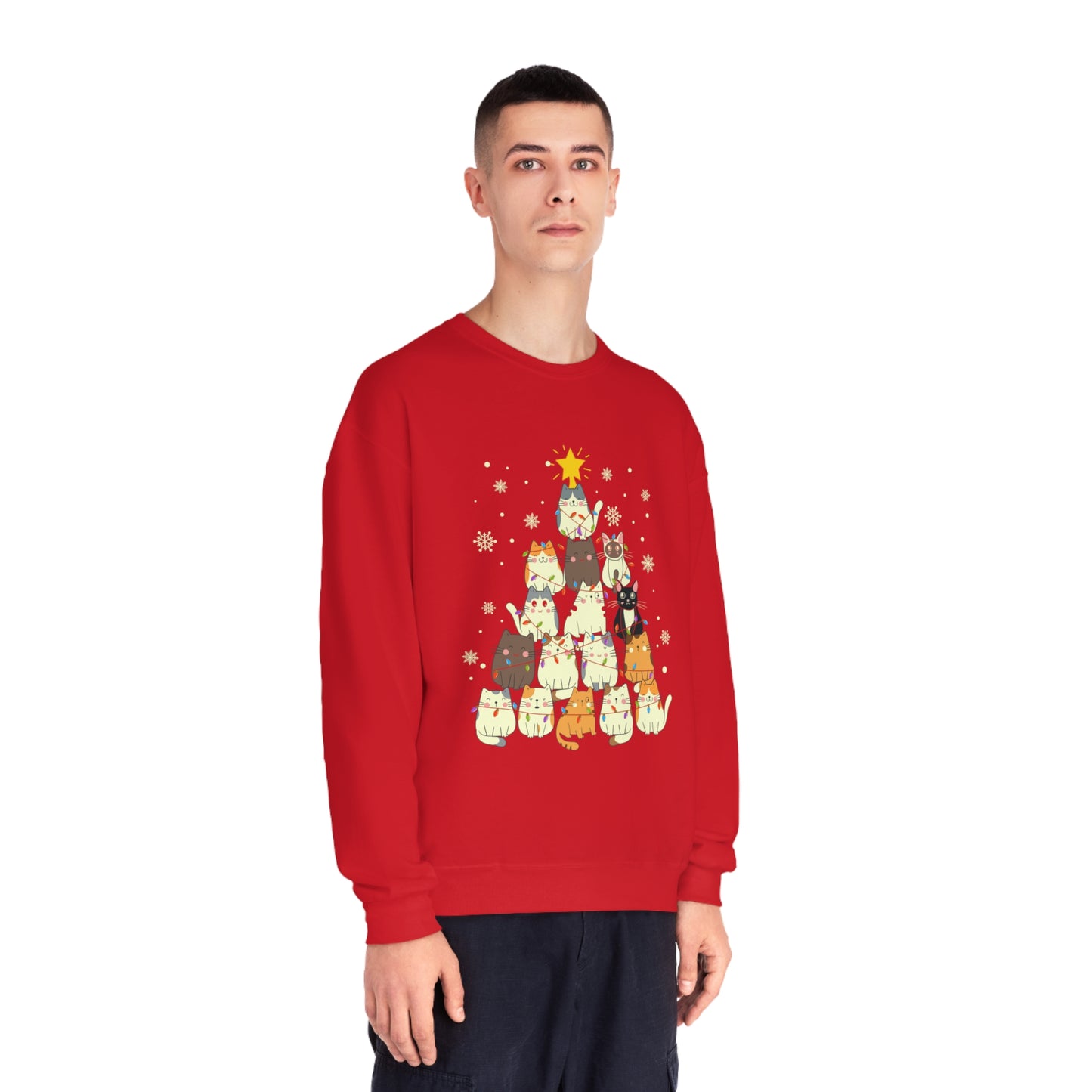 Cat Christmas Tree Unisex NuBlend® Crewneck Sweatshirt