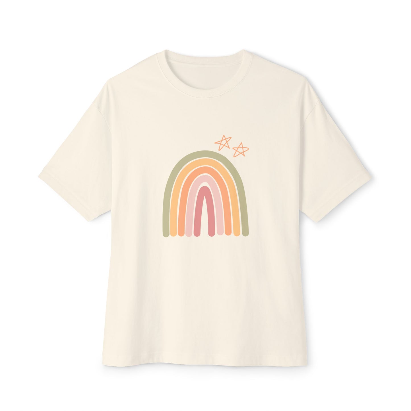 Rainbow and Stars Unisex Oversized Boxy Tee