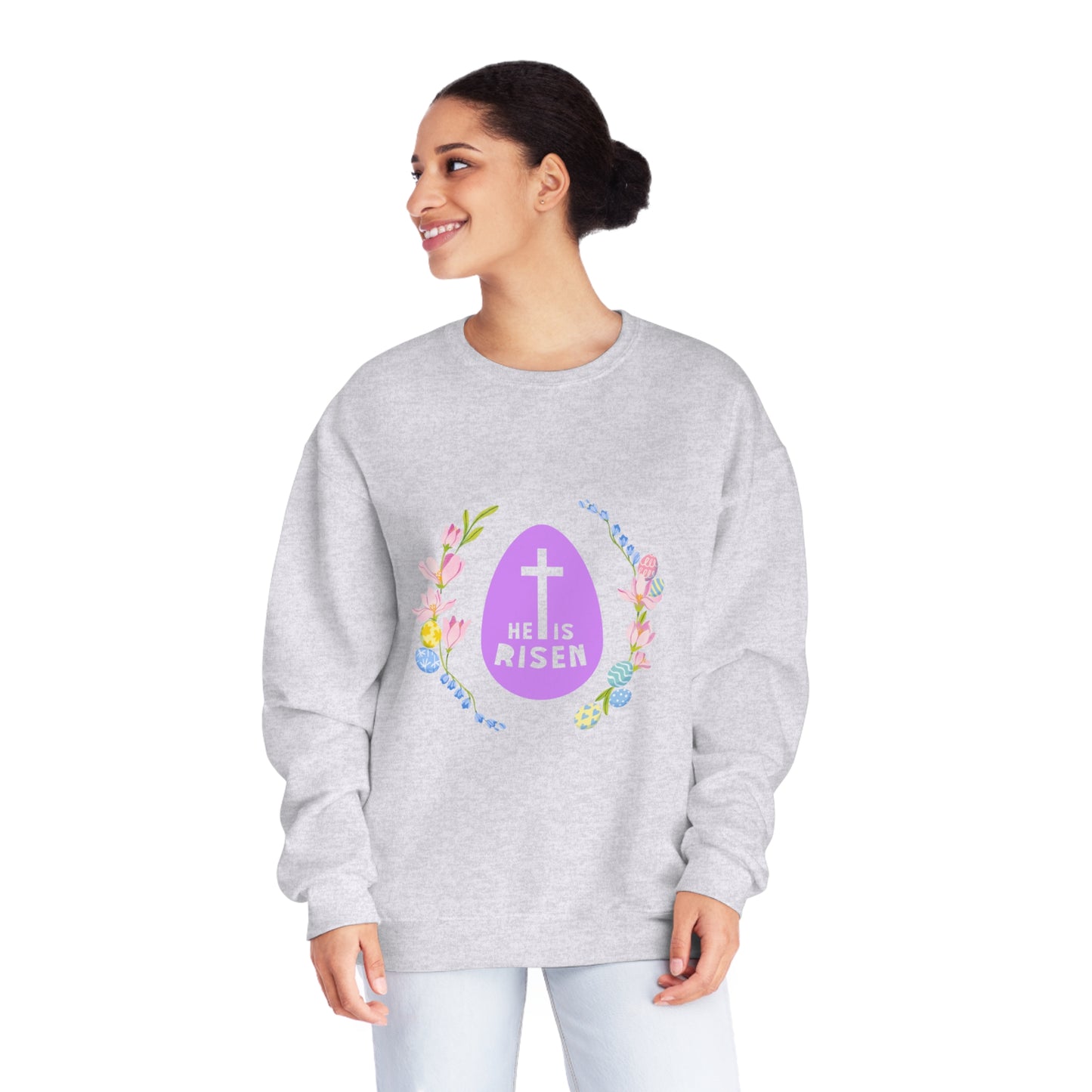 He Is Risen Easter Egg Unisex NuBlend® Crewneck Sweatshirt
