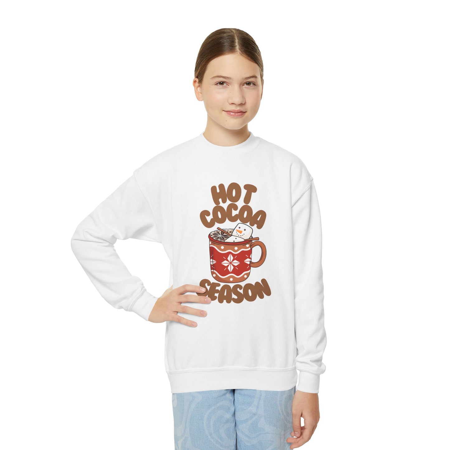 Hot Cocoa Season Youth Crewneck Sweatshirt