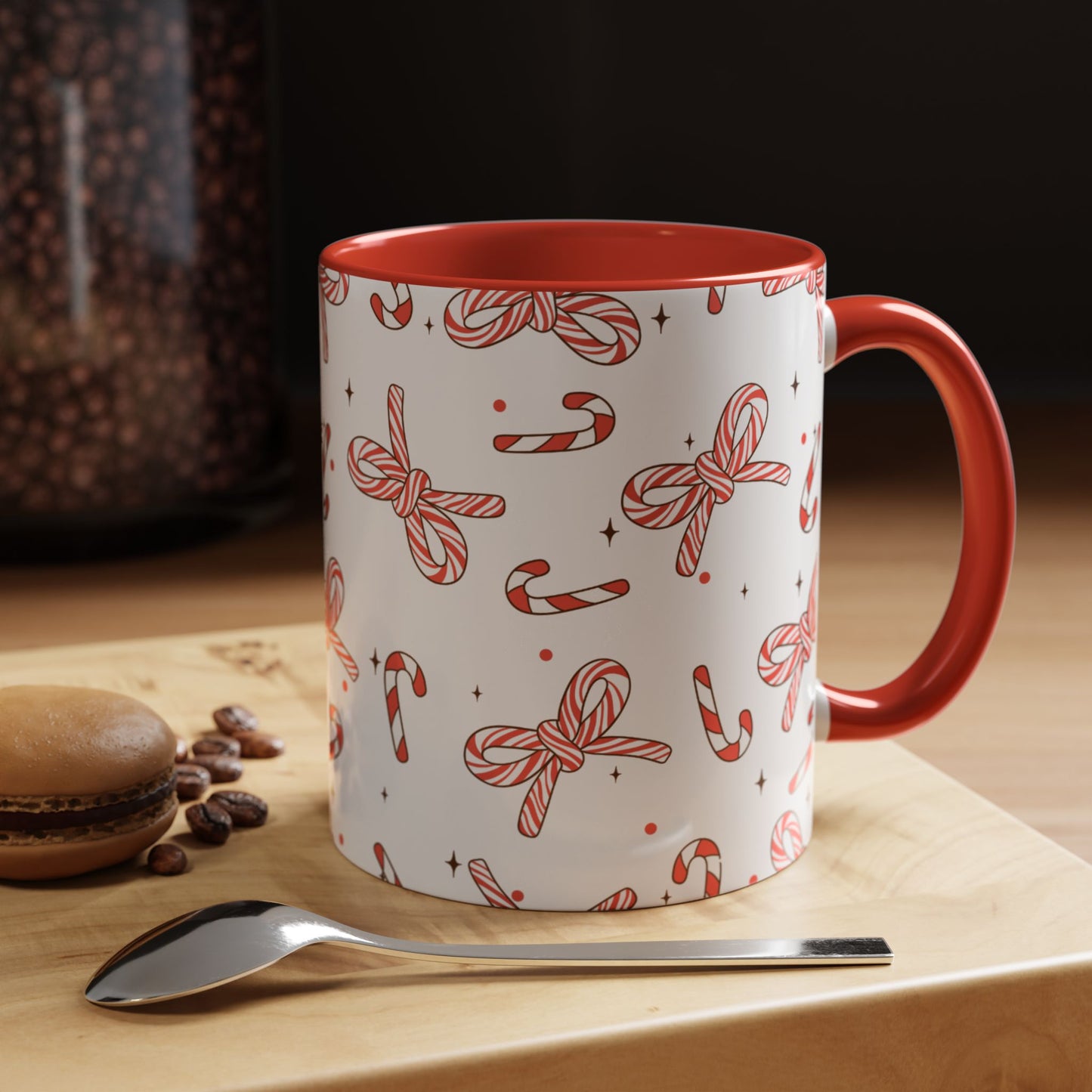 Candy Cane Ribbons Accent Coffee Mug (11, 15oz)
