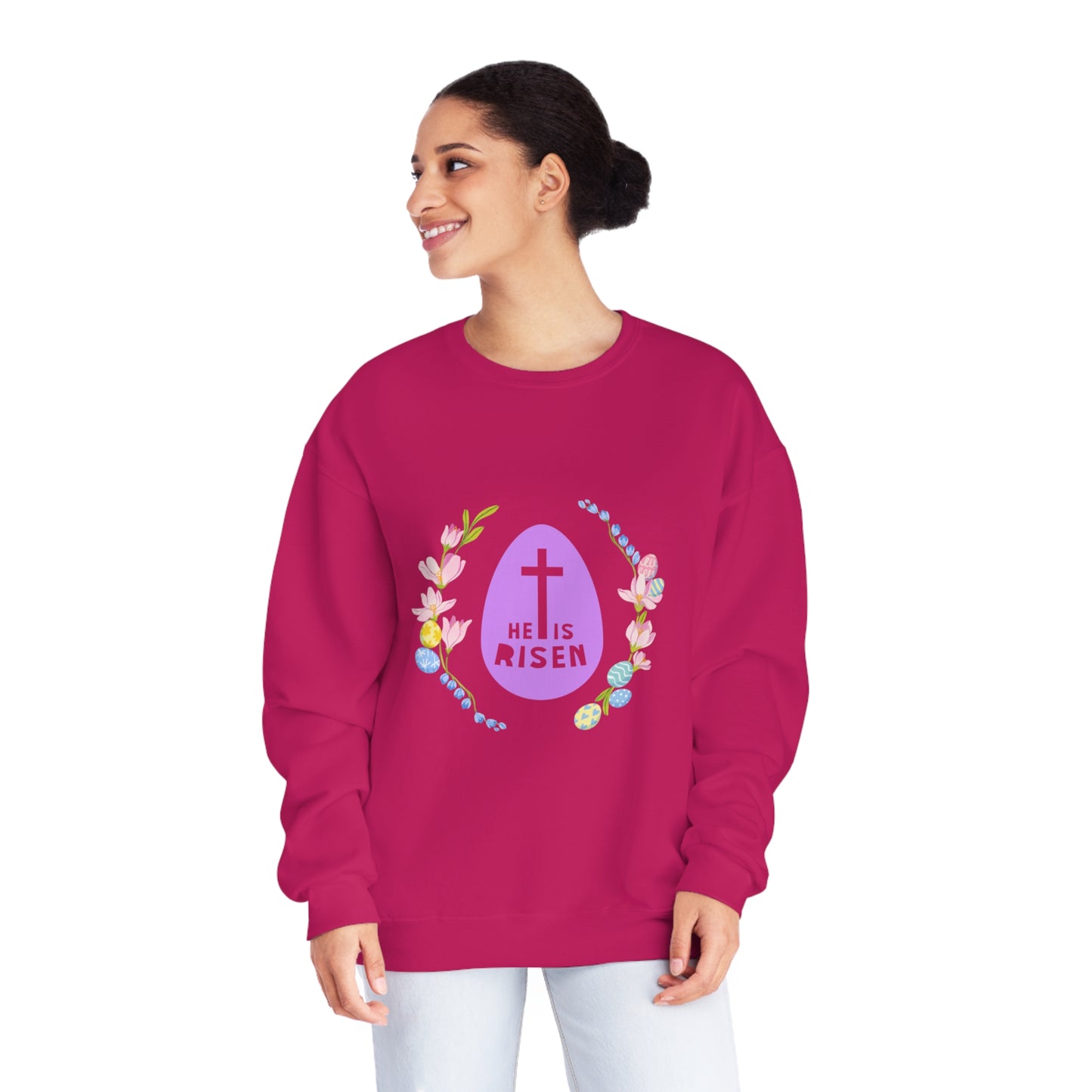 He Is Risen Easter Egg Unisex NuBlend® Crewneck Sweatshirt