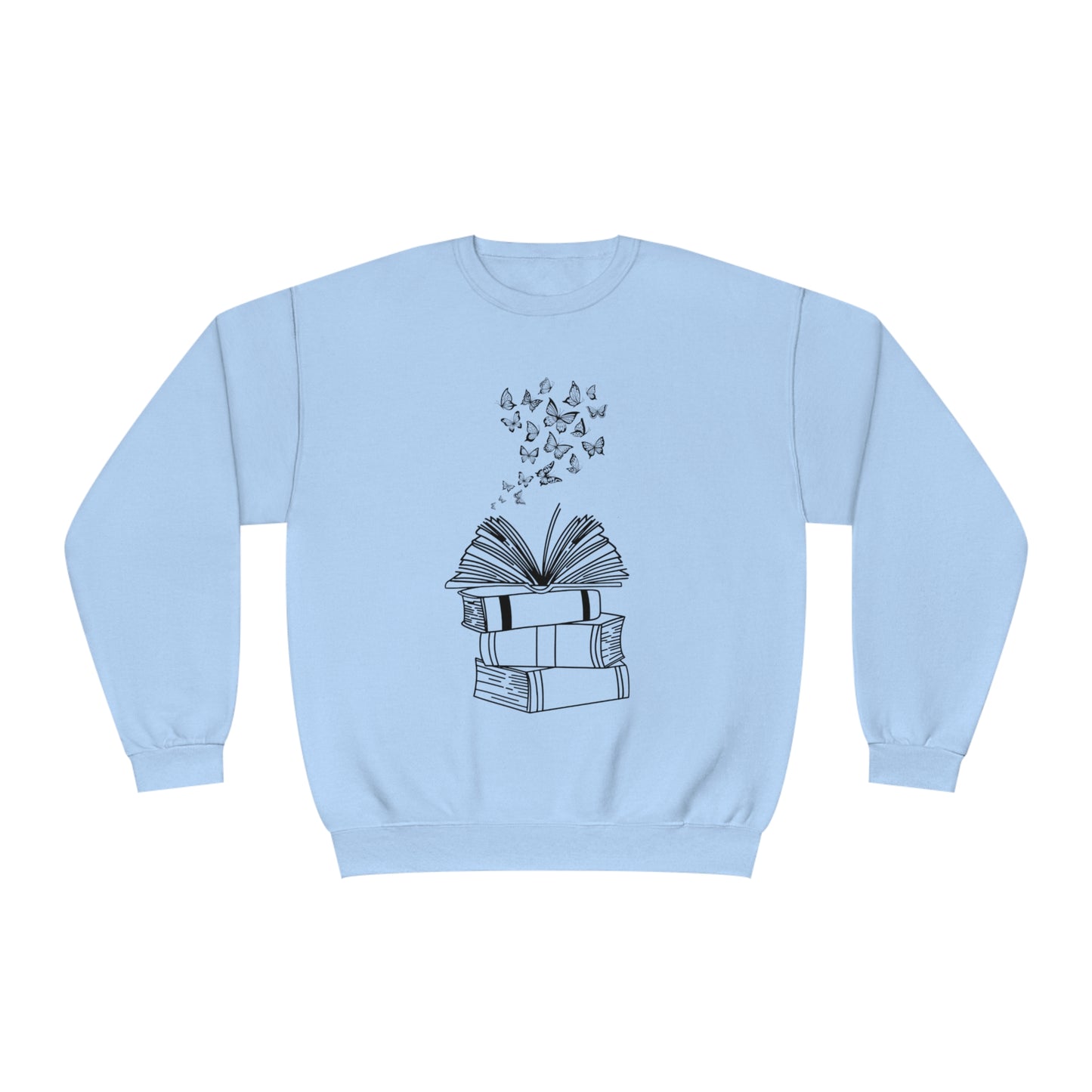 Book Butterflies Black Font Unisex NuBlend® Crewneck Sweatshirt