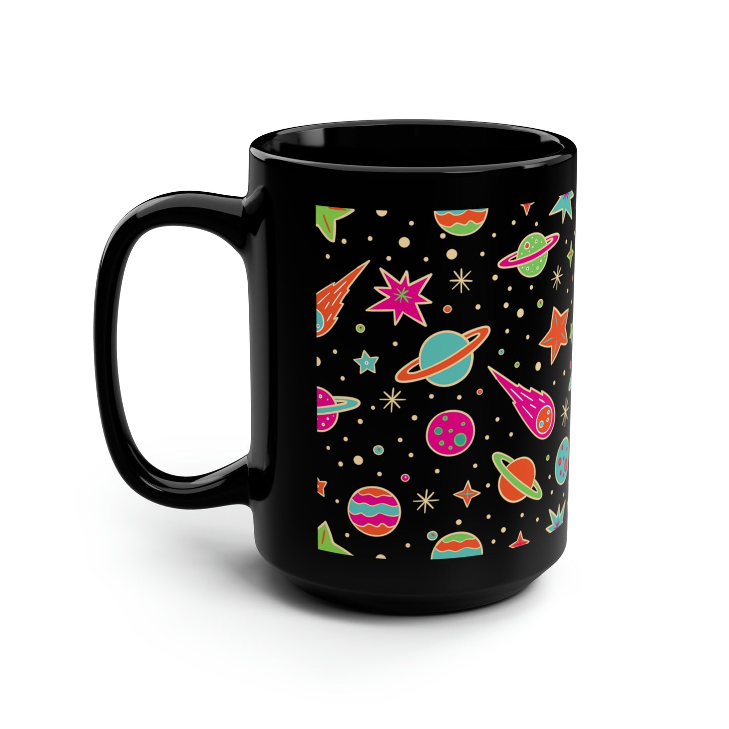 Neon Space Black Mug, 15oz