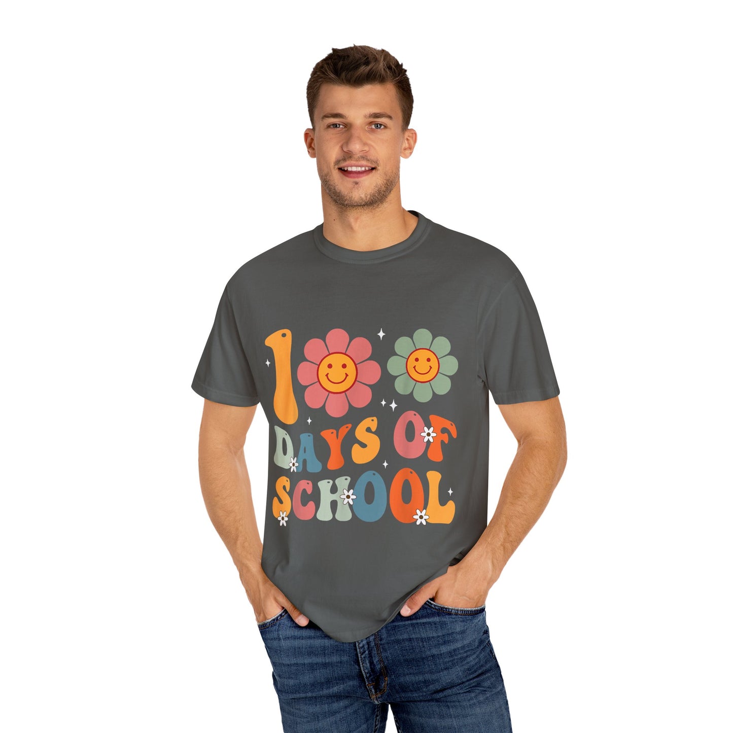 100 Days of School Daisies Unisex Garment-Dyed T-shirt