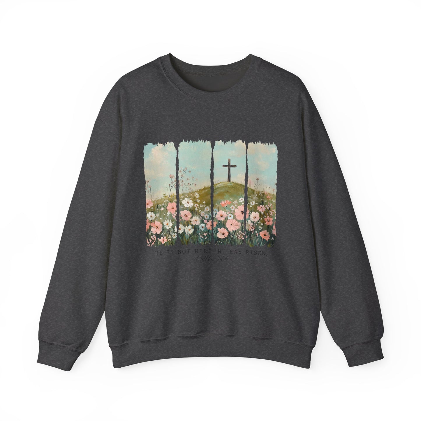 He Is Risen Crewneck Sweatshirt – Christian Inspirational Sweatshirt for Easter and Everyday Wear