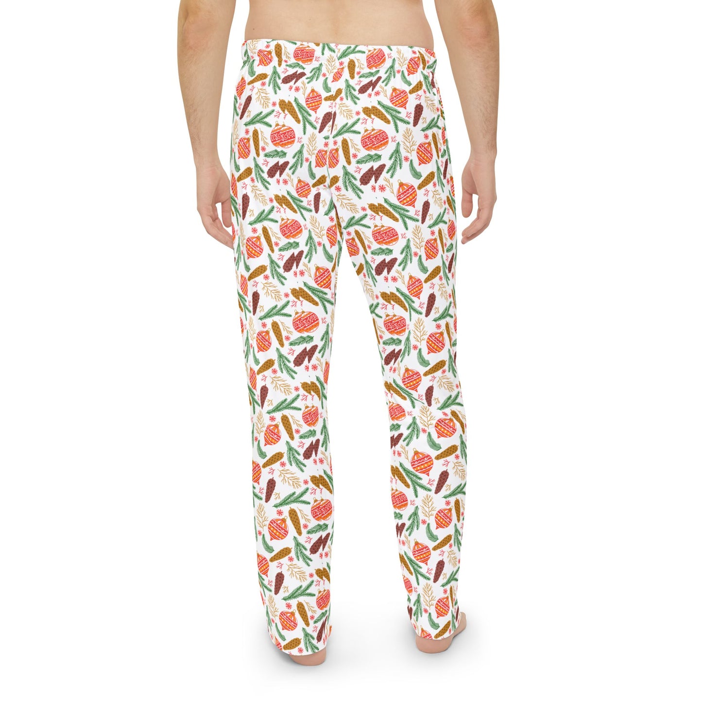Festive Ornaments and Pinecones Men's Pajama Pants