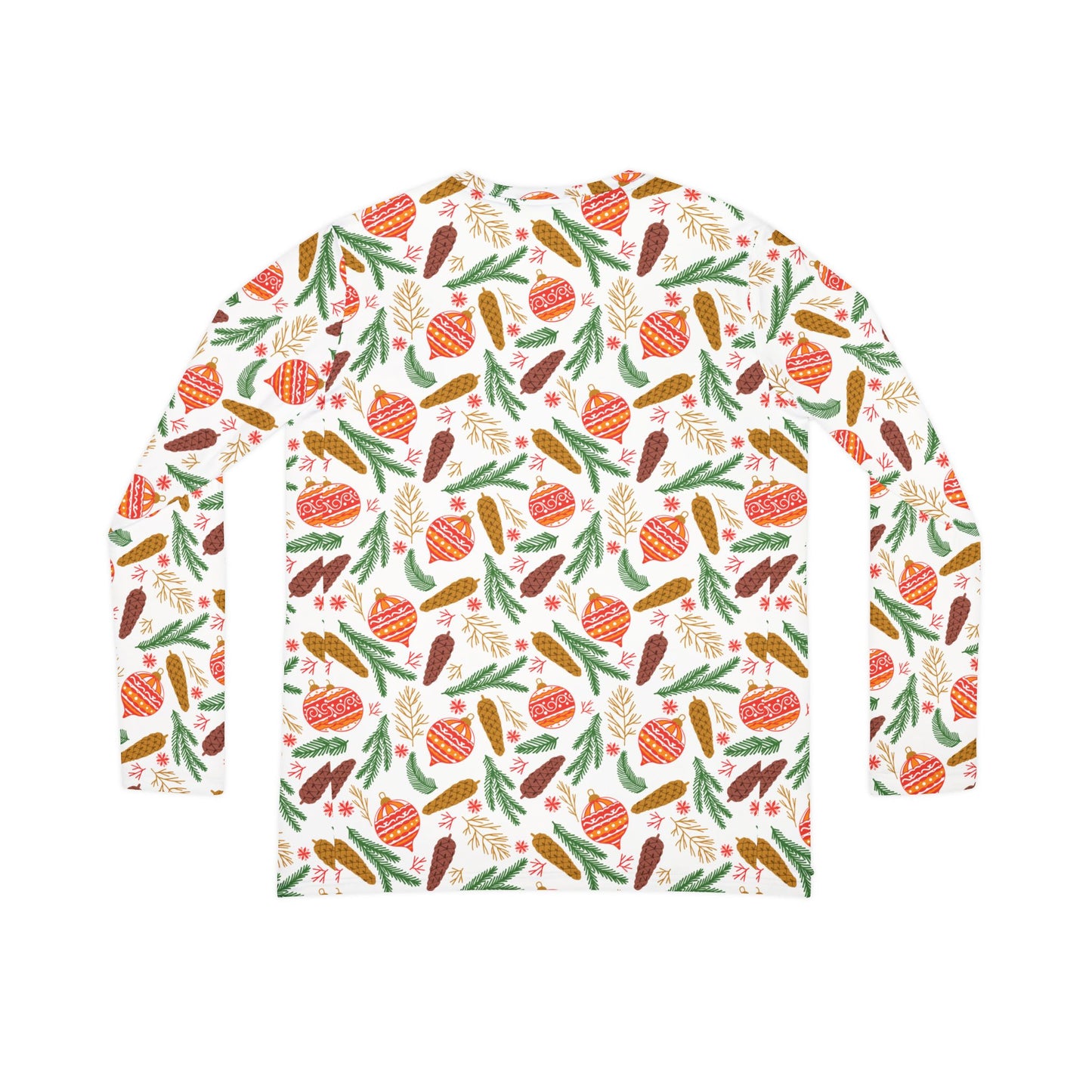 Festive Ornaments and Pinecones Women's Long Sleeve V-neck Pajama Shirt