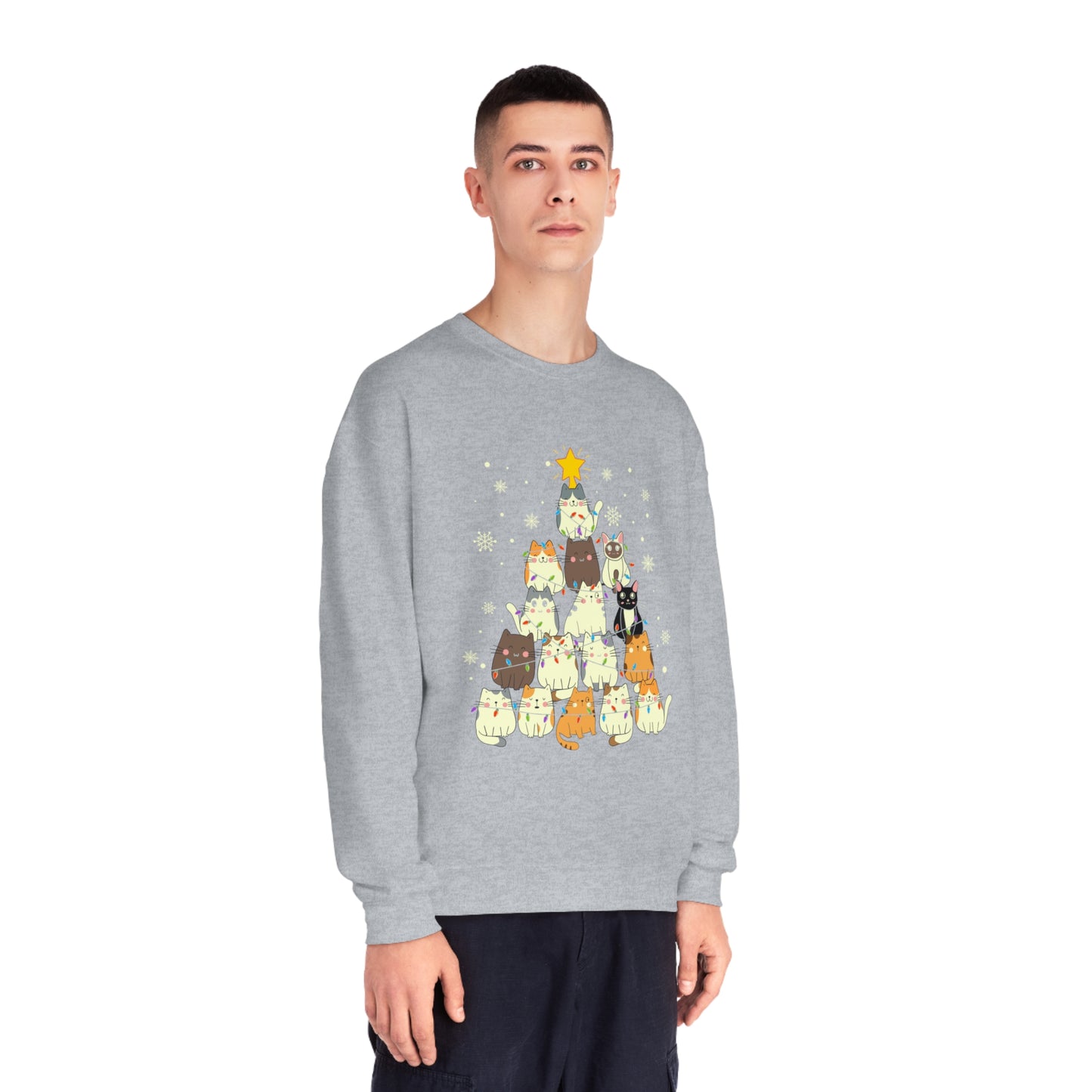 Cat Christmas Tree Unisex NuBlend® Crewneck Sweatshirt