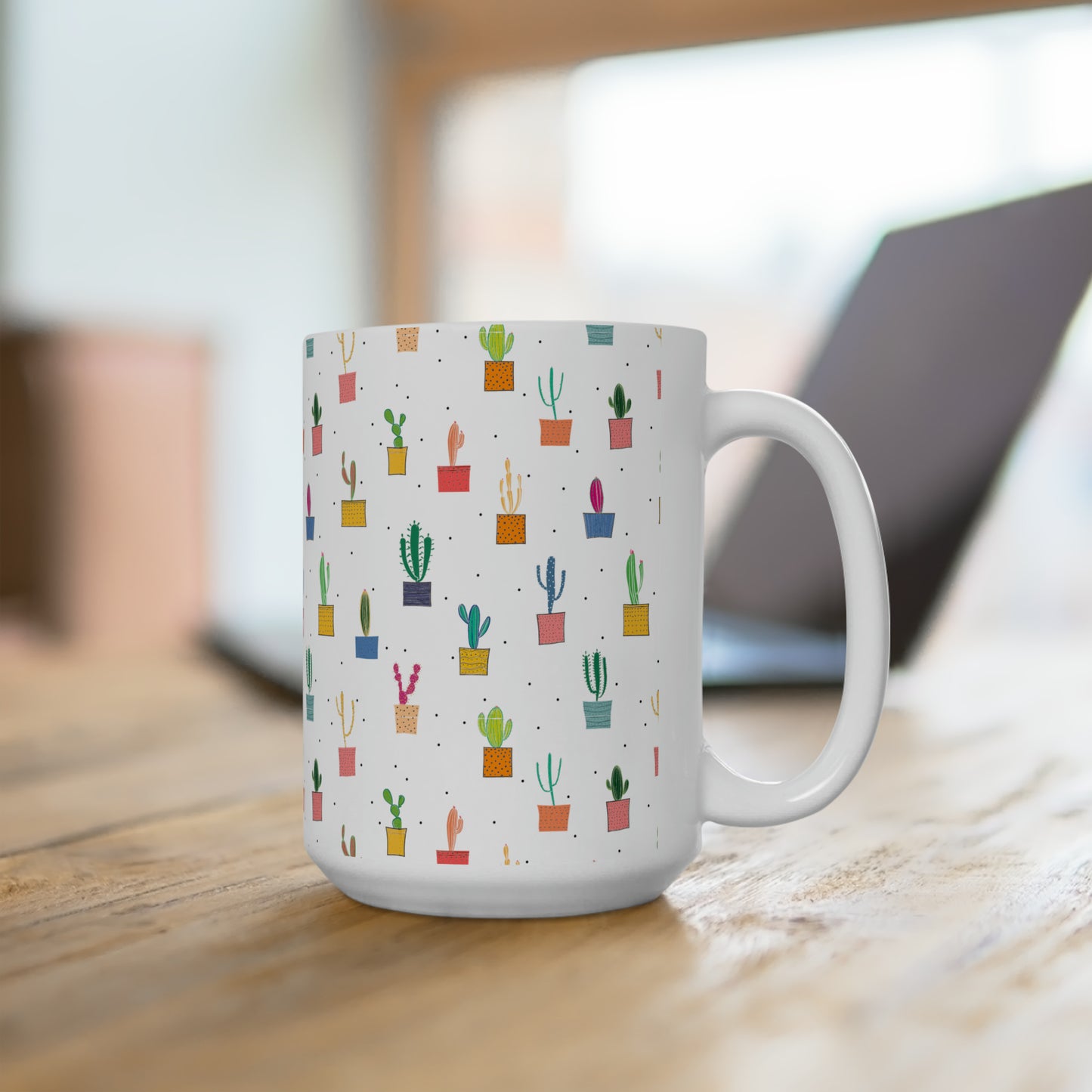Rainbow Succulents Ceramic Mug 15oz