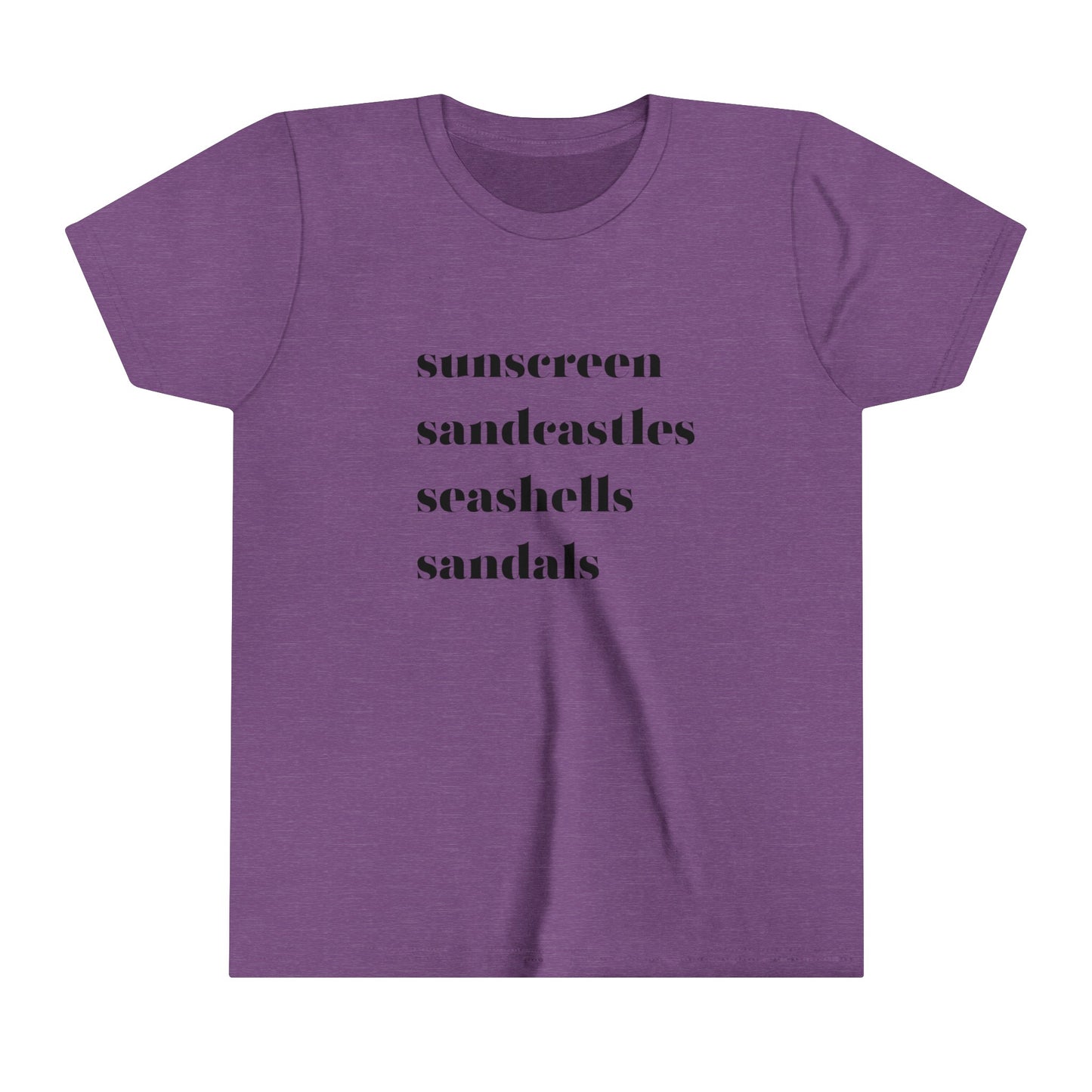 Sunscreen Sandcastles Seashells Sandals Youth Short Sleeve Tee
