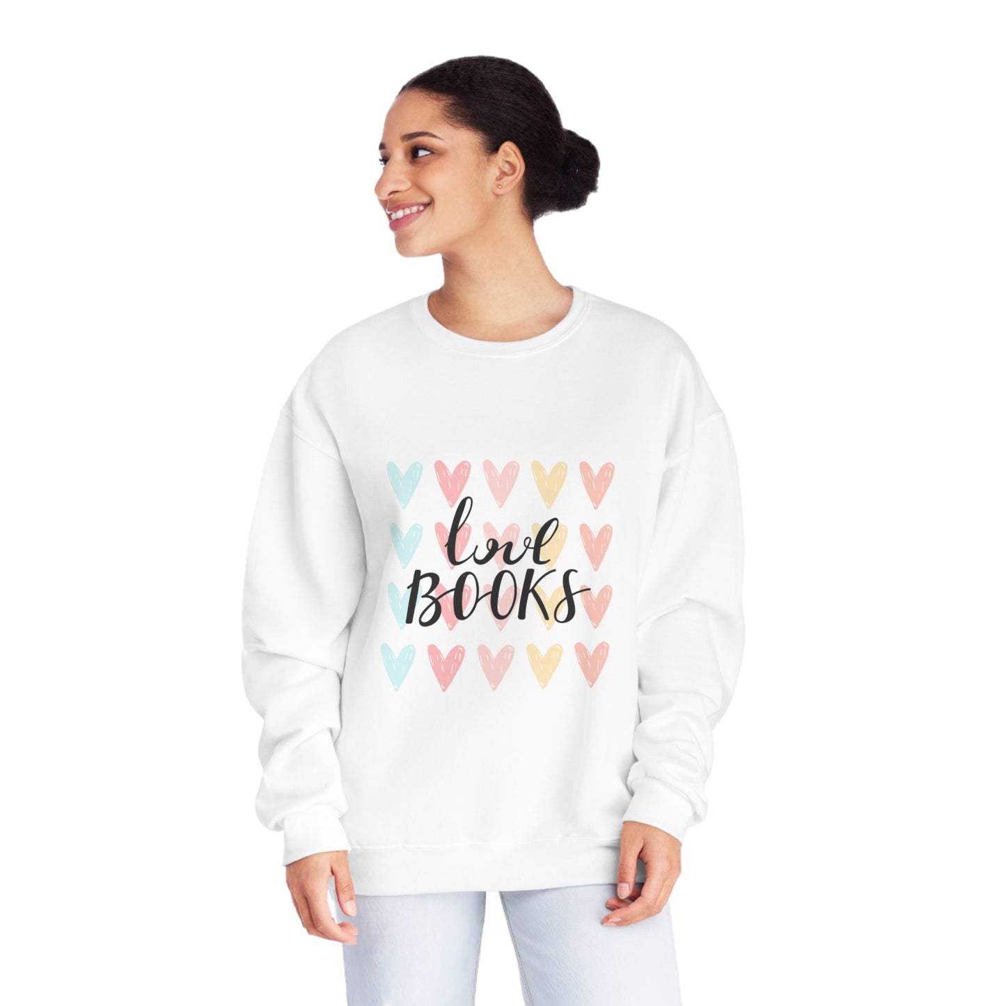 Love Books Cursive Print Unisex NuBlend® Crewneck Sweatshirt